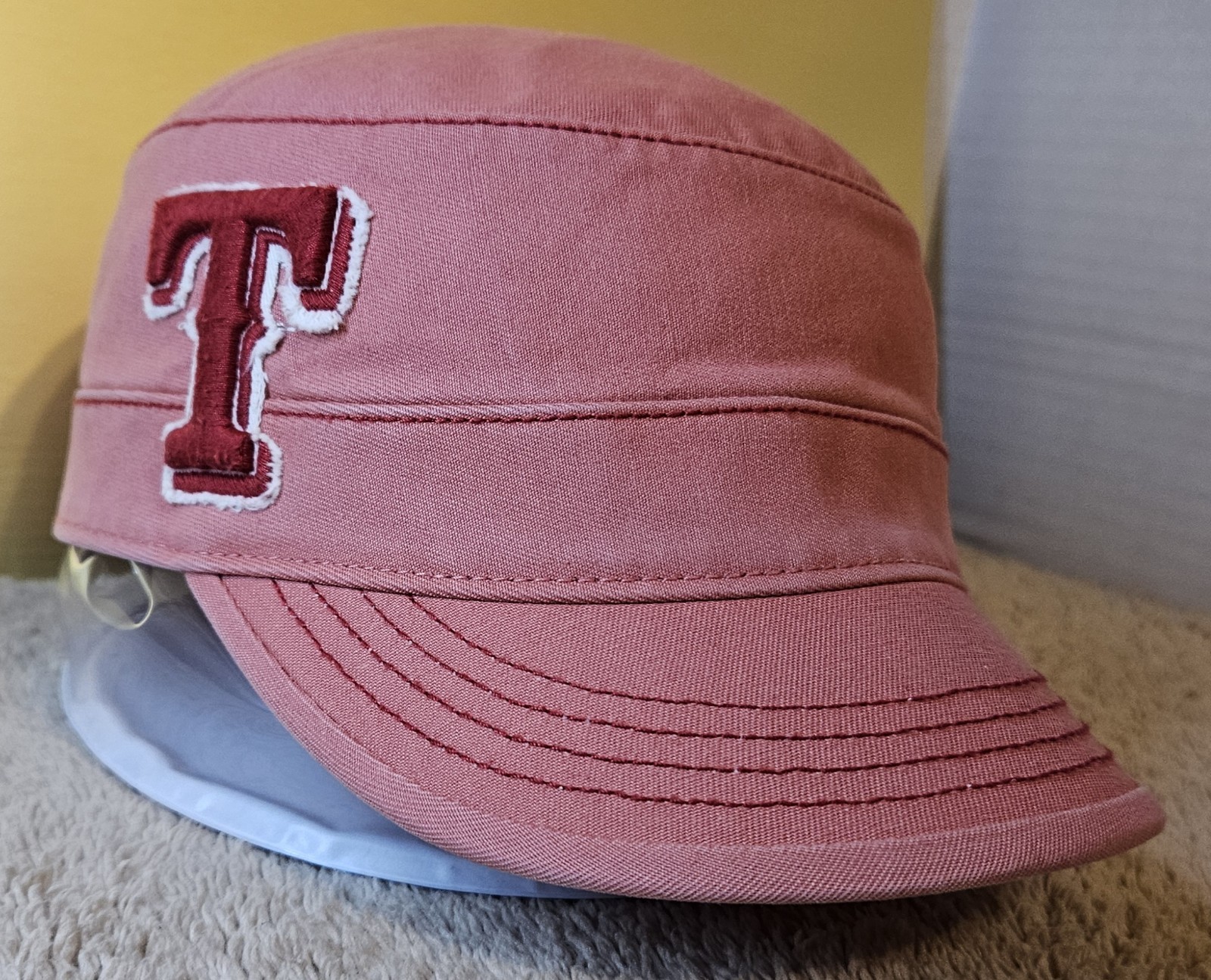 ’47 Pink Adjustable Cadet Cap Solid Embroidered Texas Rangers Logo One Size