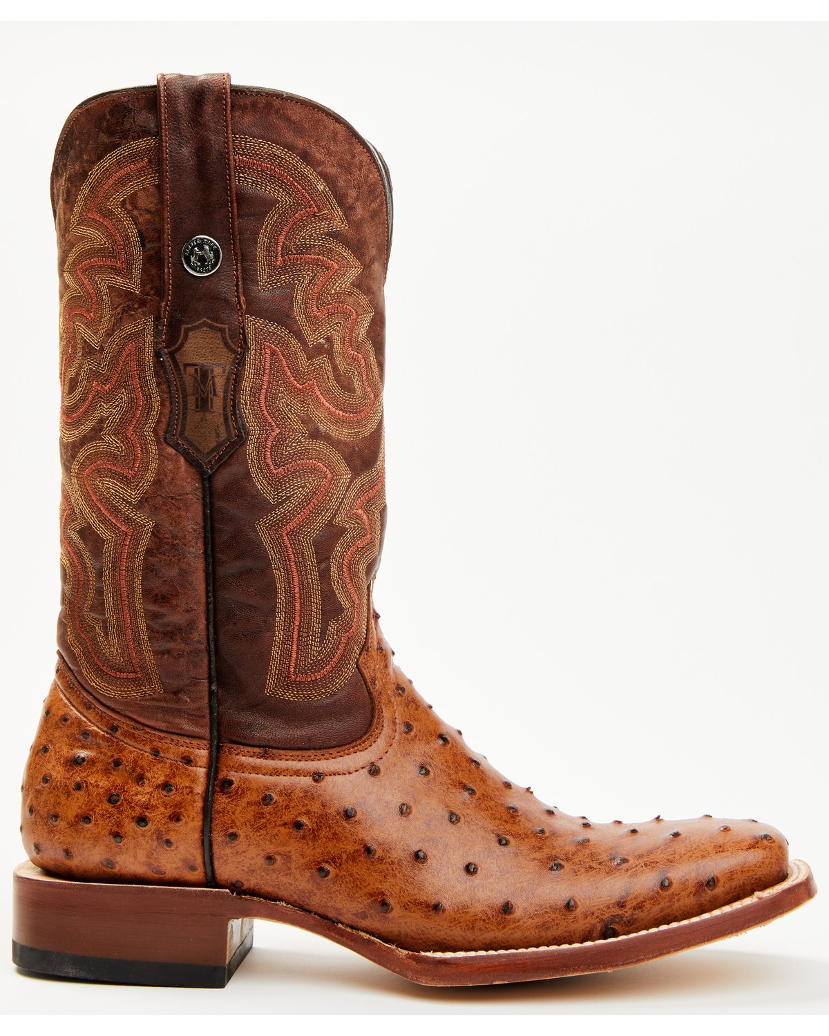 Tanner Mark Men's Ostrich Print Western Boot – Broad Square Toe – TM200961