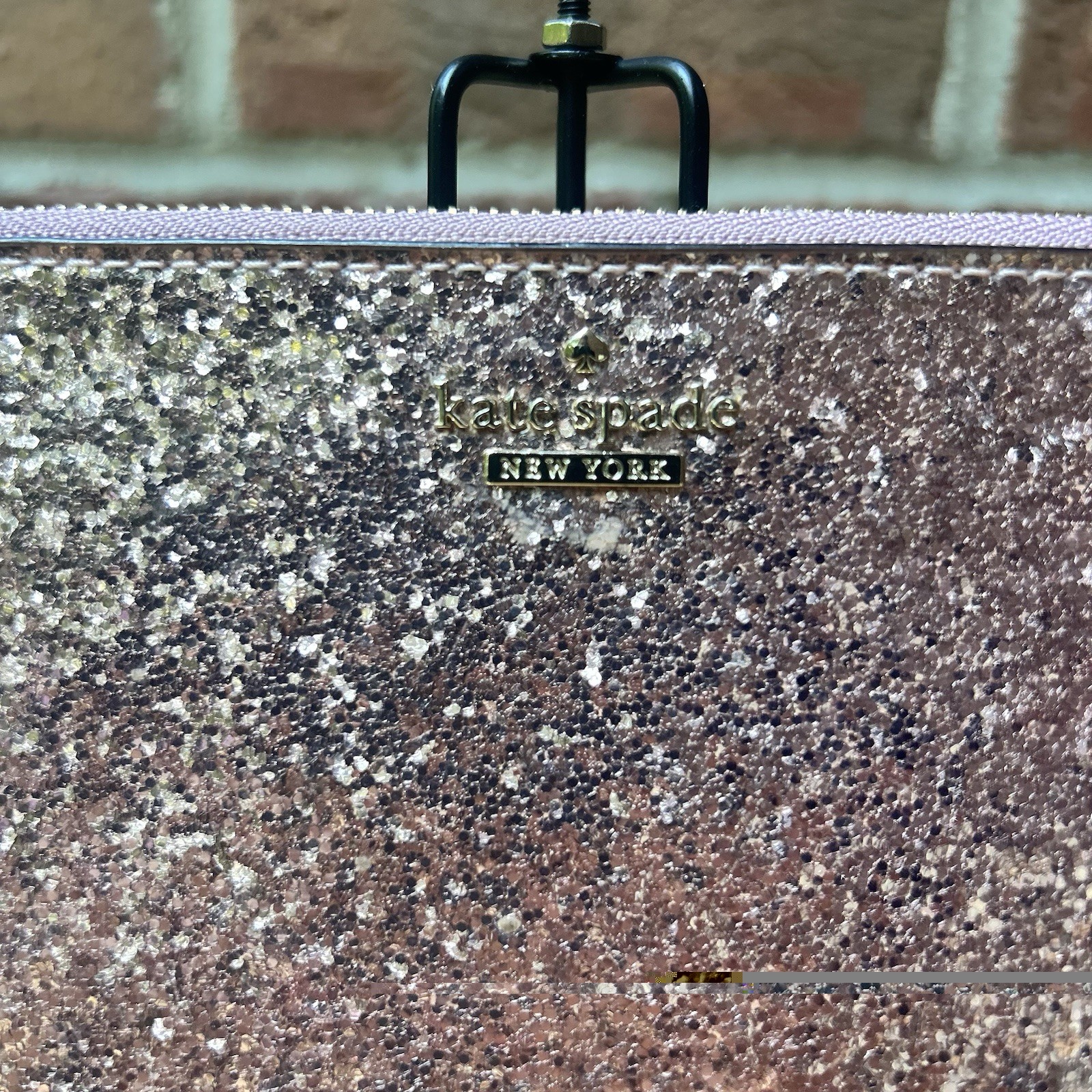 Kate Spade New York Glitter Wristlet – Pink / Rose Gold Sparkle