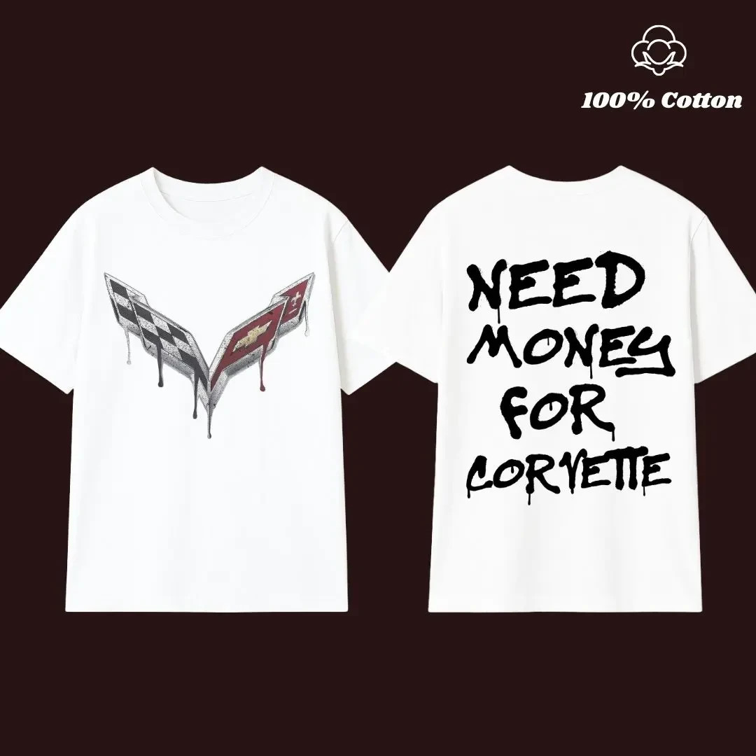 Need Money For Corvette Tshirt, Vintage Car Graphic T-Shirt, Funny Muscle Car