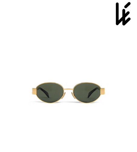 CELINE CL40235U TRIOMPHE SUNGLASSES 30N GOLD – GREEN LENS !