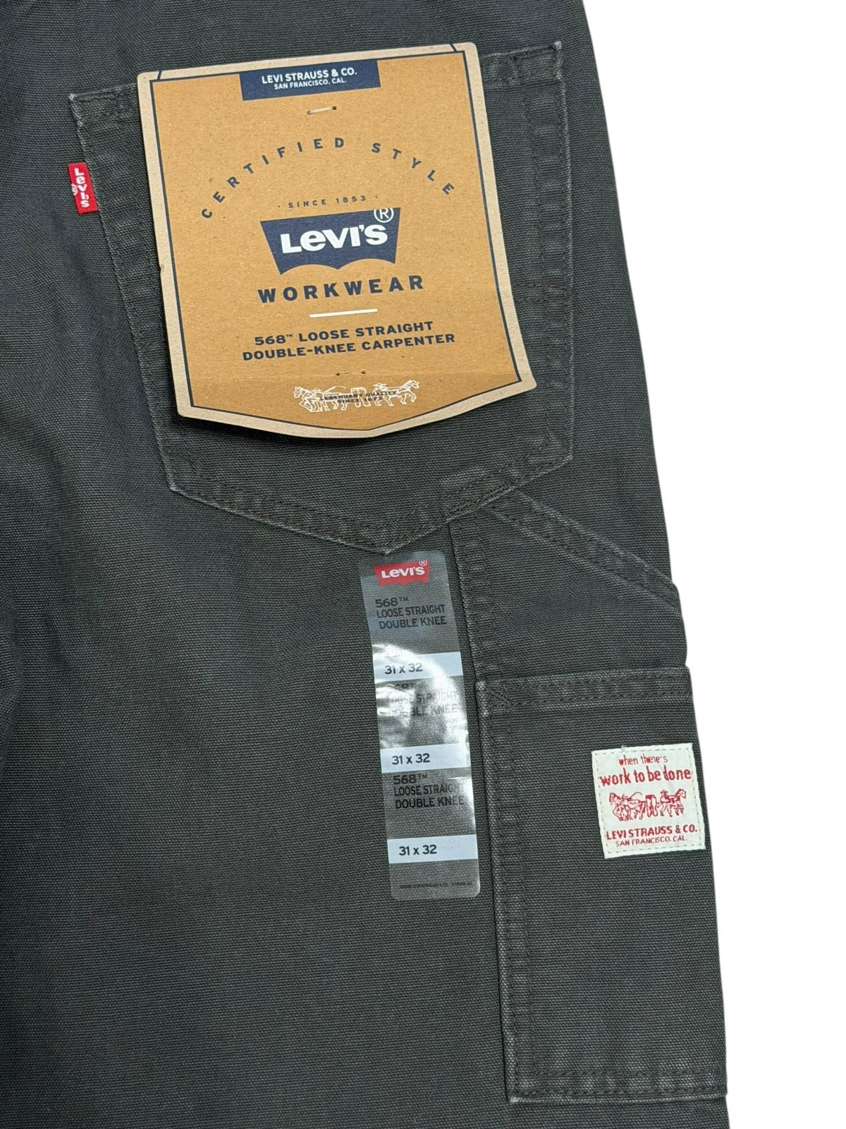 Levi’s 568 Workwear Loose Straight Carpenter Pants Men Green Cotton W31 x L32