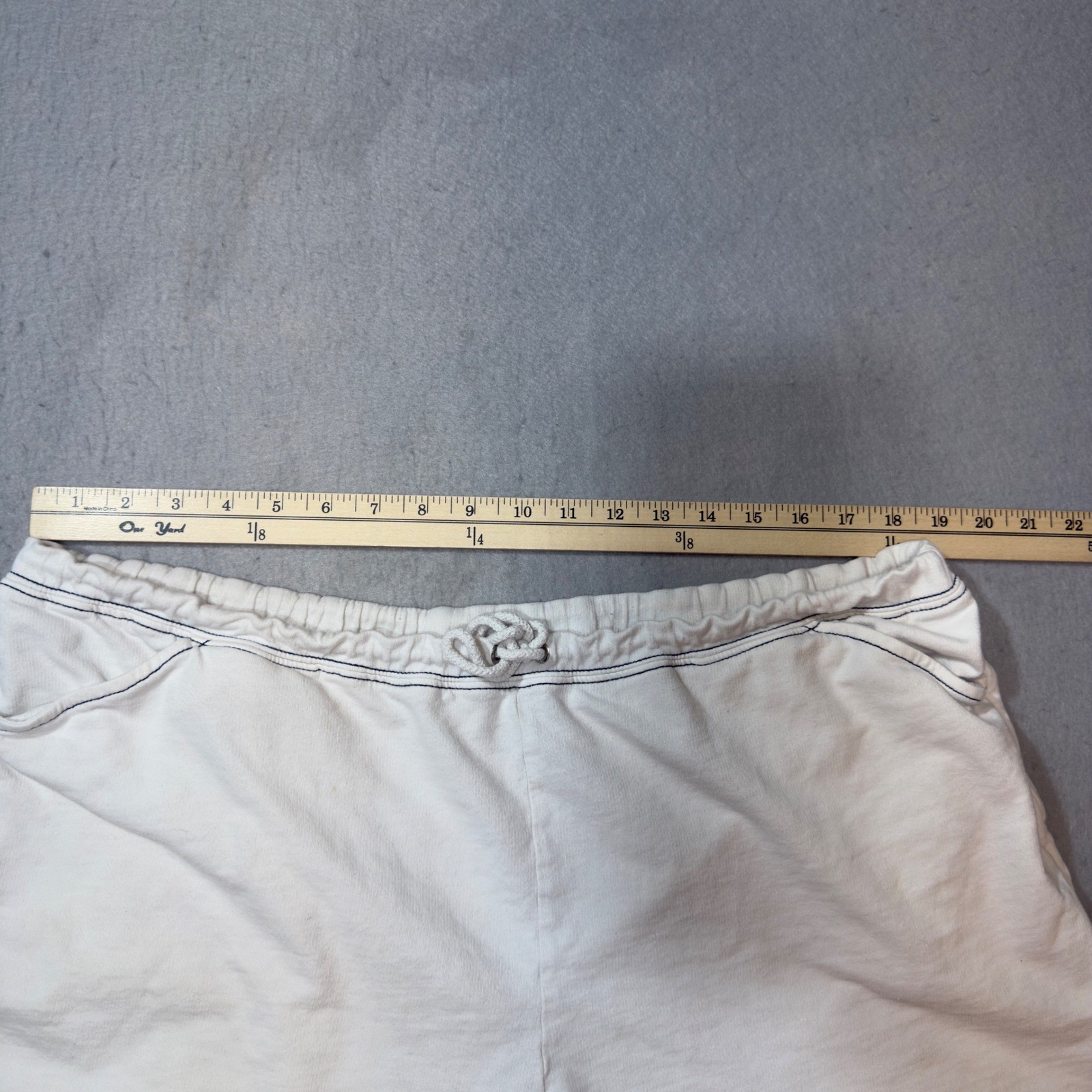 Norsport Womens Plus 1X White Cotton Knit Drawstring Shorts Contrast Stitching