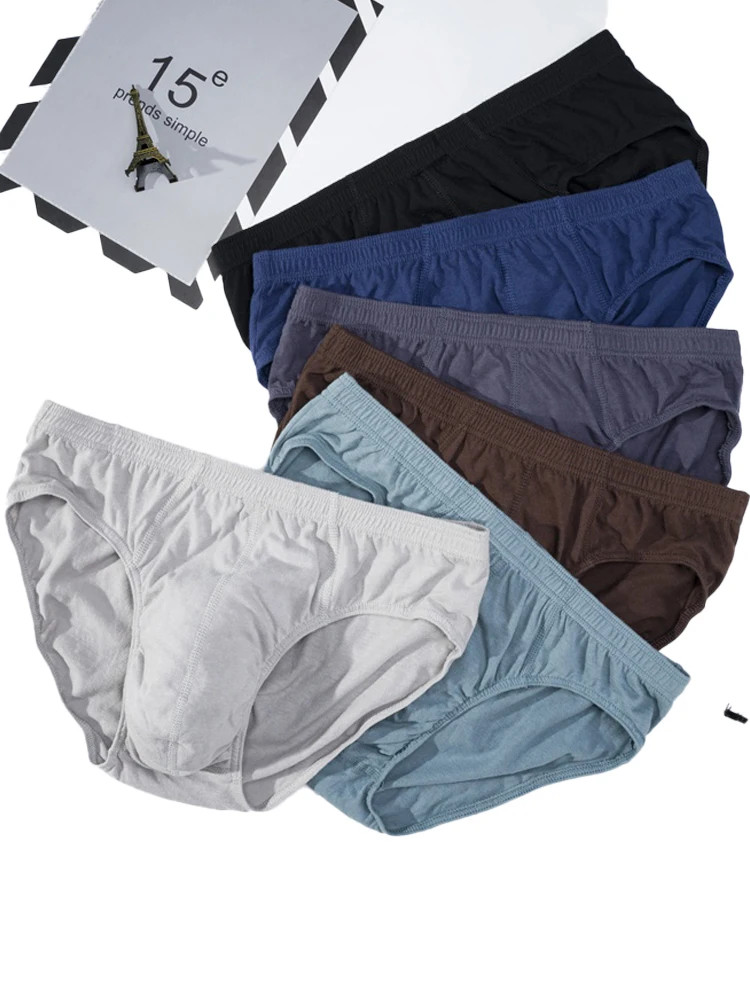Breathable Cotton Briefs Men Solid Comfortable Underwear Plus Size XL 5XL