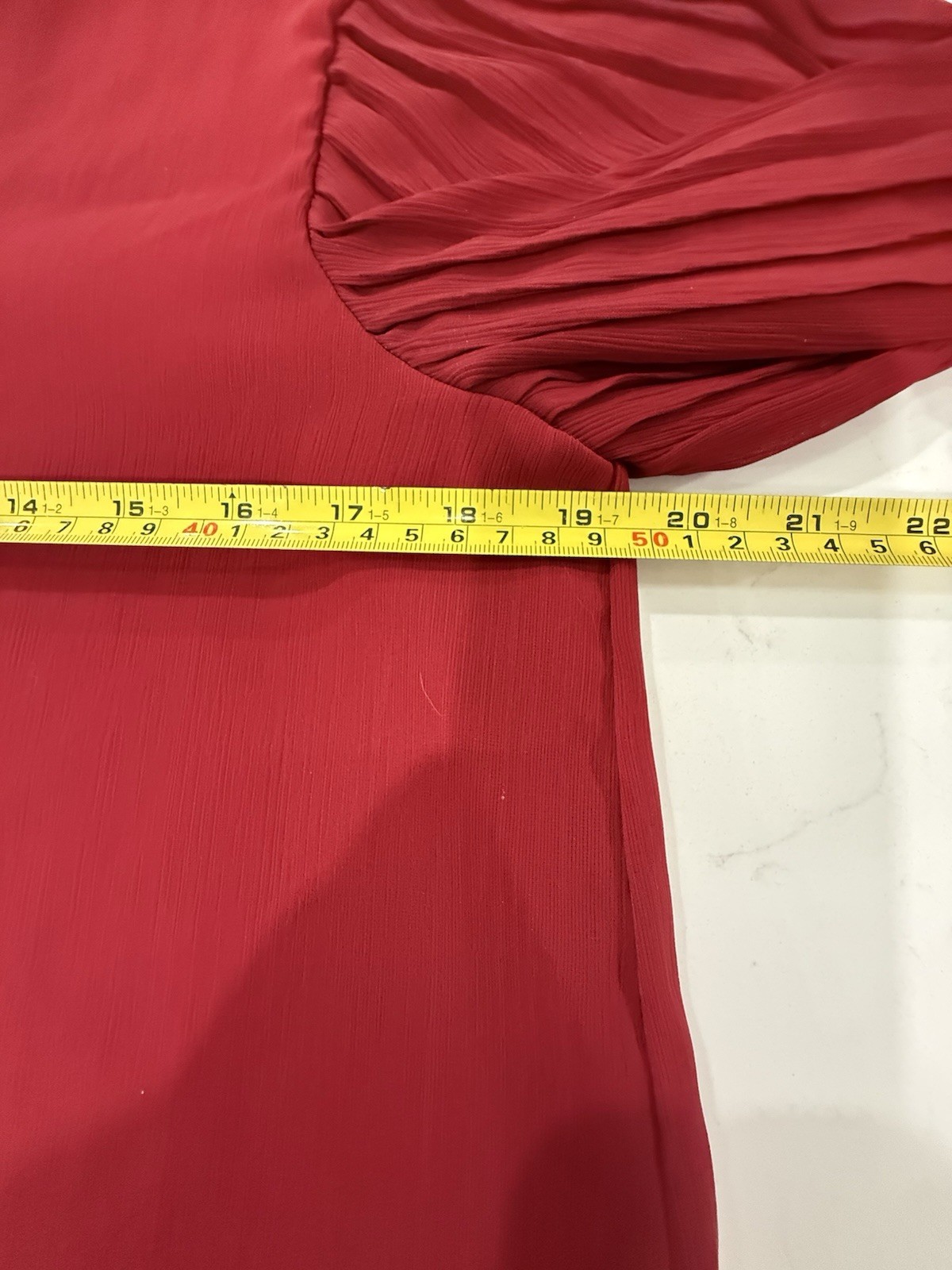 Aifer Top Womens M Cranberry Red Pleated Balloon Sleeves Dainty Flowy Lined EUC