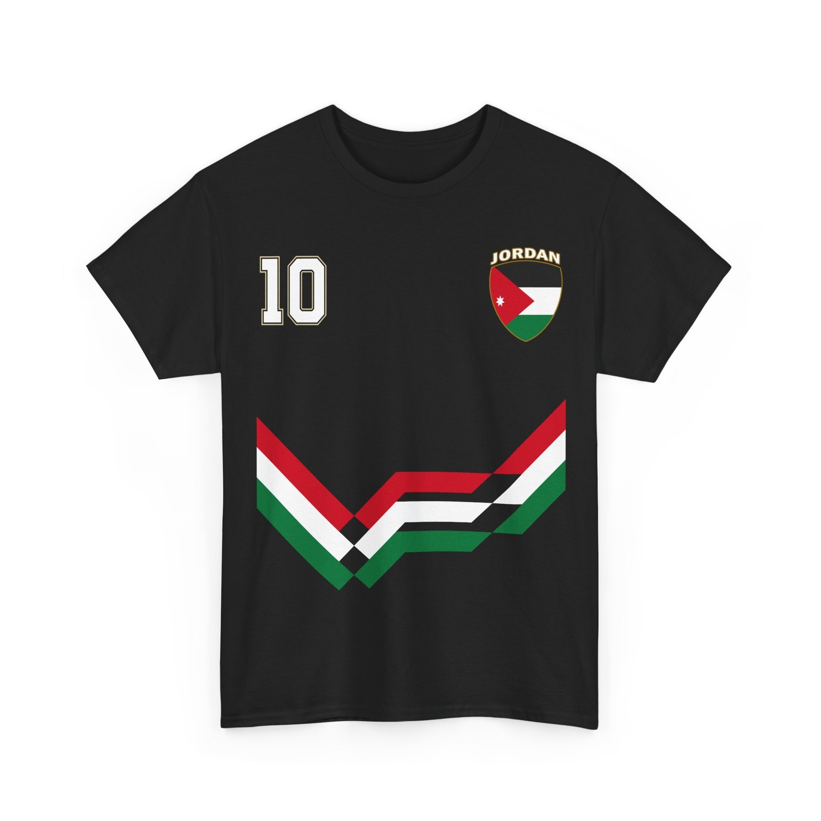 Jordan Number 10 Soccer Jersey Style Shirt, Jordanian Flag Soccer Shirt