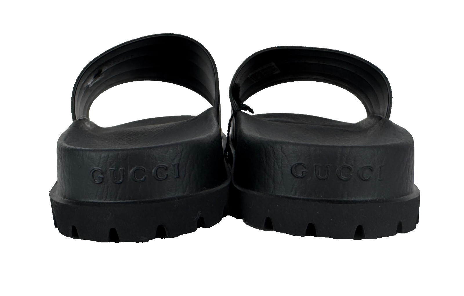 $510 Gucci NIB Auth Black Web Rubber Pool Slides 6.5 US 6 UK 40 EU Sandals Shoes