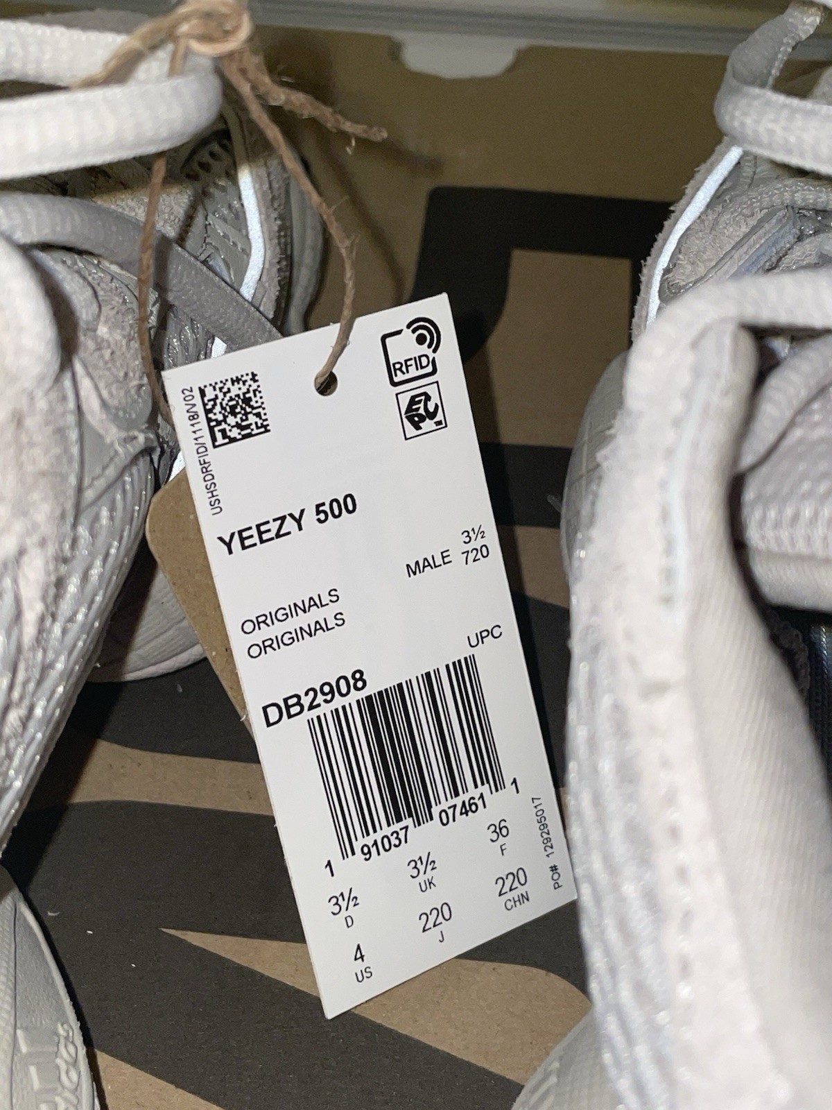Adidas Yeezy 500 “Blush” Low Top Lace-Up Sneakers Gray/White DB2908 W/ Tag & Box
