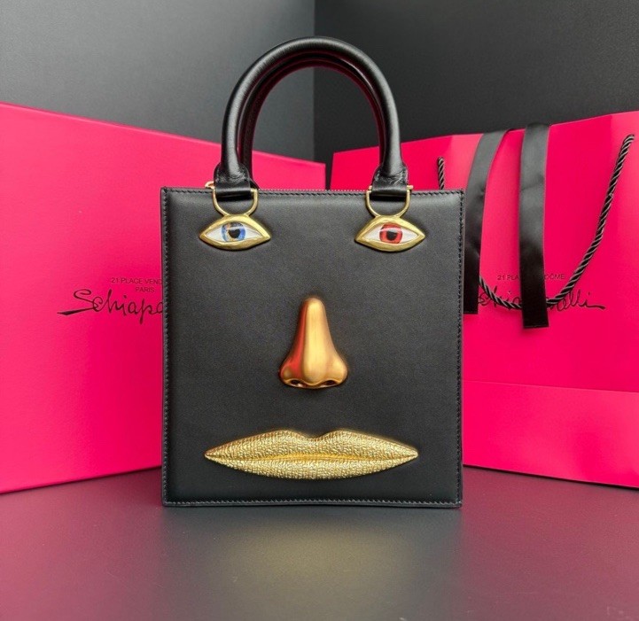 SCHIAPARELLI Style Large Black Leather Anatomy Bag.