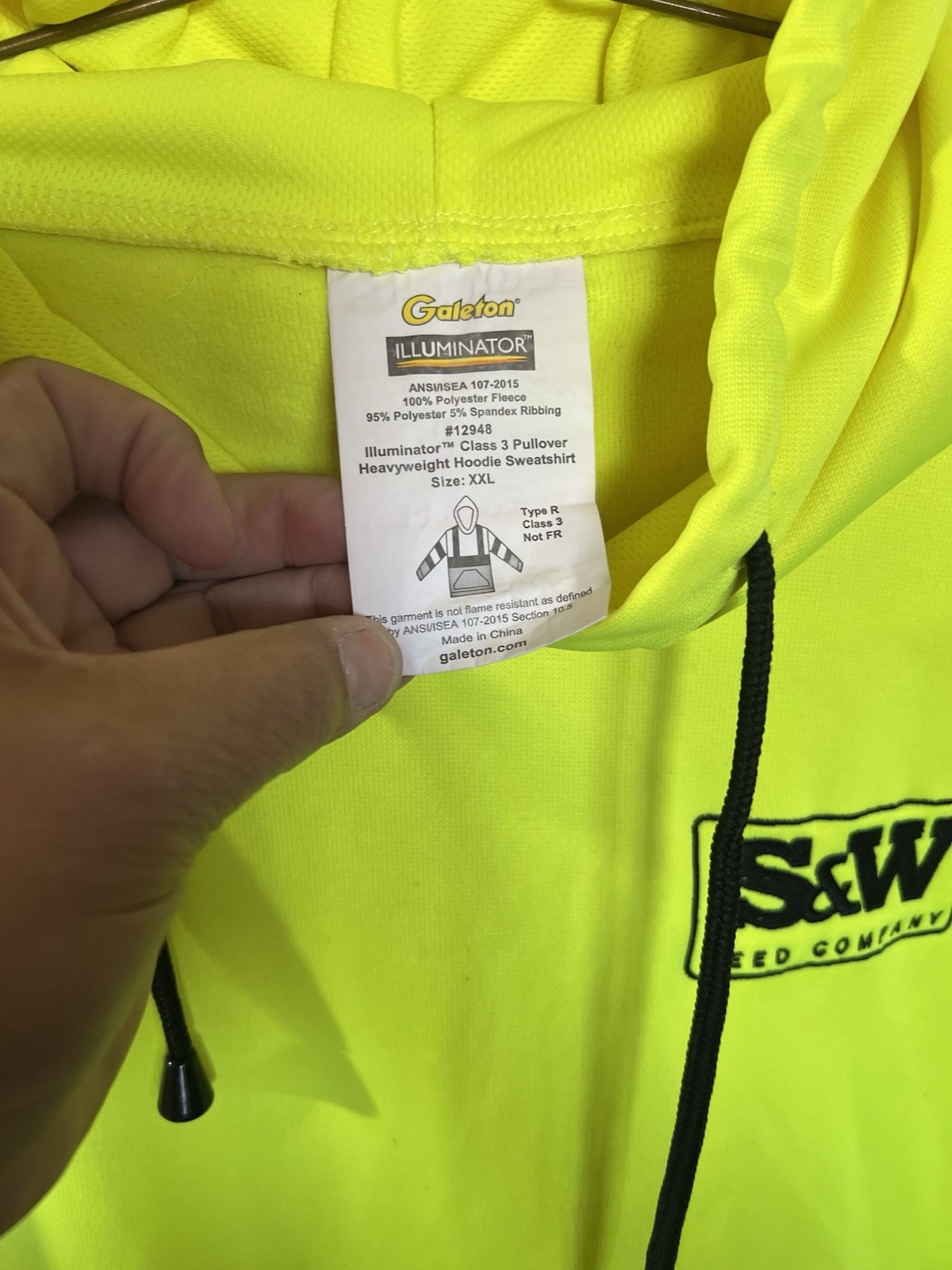 Class III Hooded Sweatshirt High Visibility Reflective Hoodie Pull Over XXL