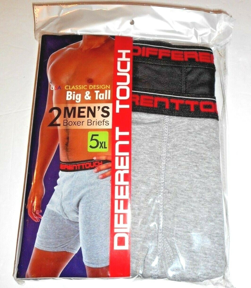 6 pack Men’s Big Tall LONG LEG Boxer Briefs 3X-4X-5X-6X USA Size DIFFERENT TOUCH