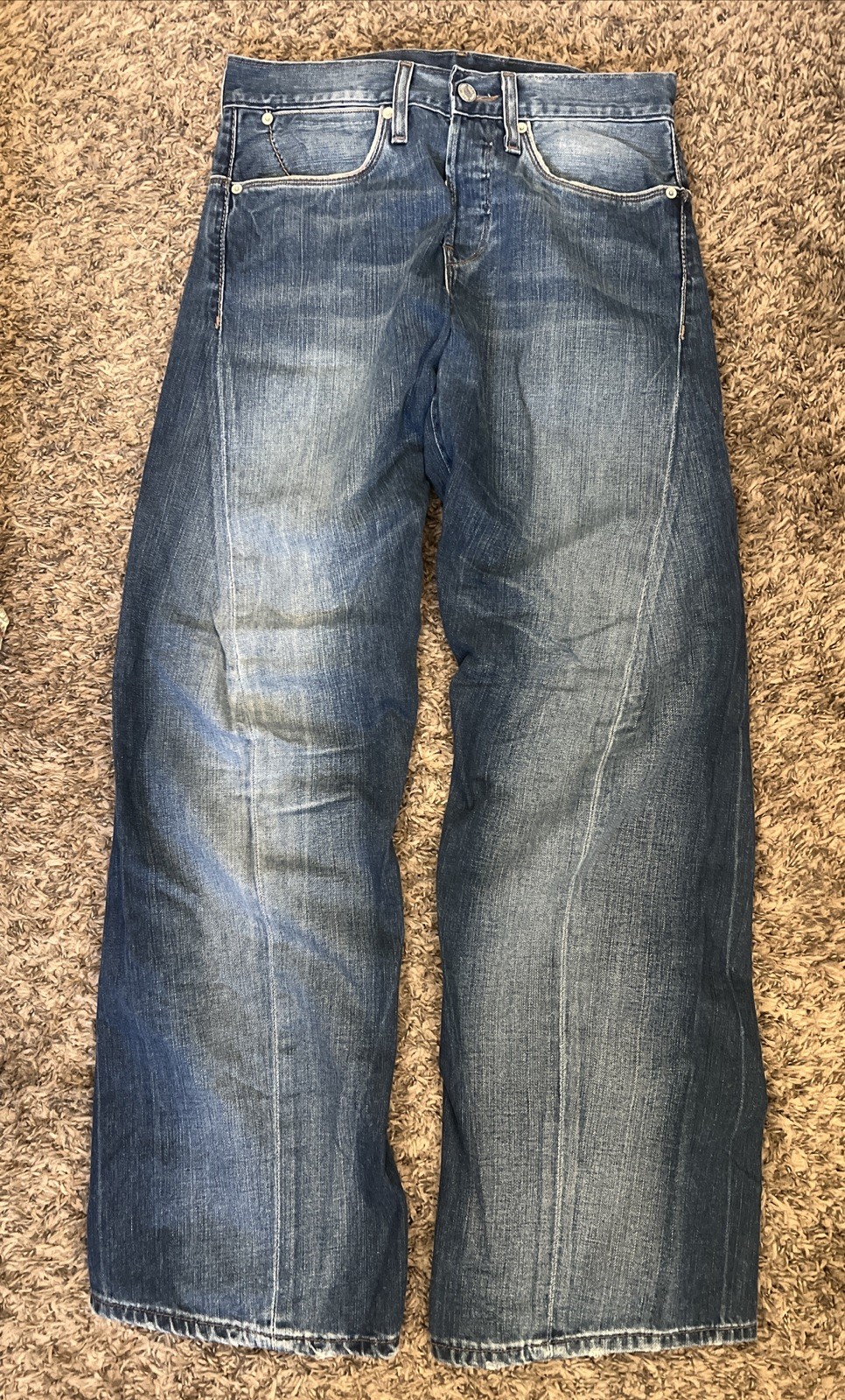 VINTAGE LEVI’S ENGINEERED TWISTED LEG BUCKLE BACK BUTTON FLY JEANS 28X30