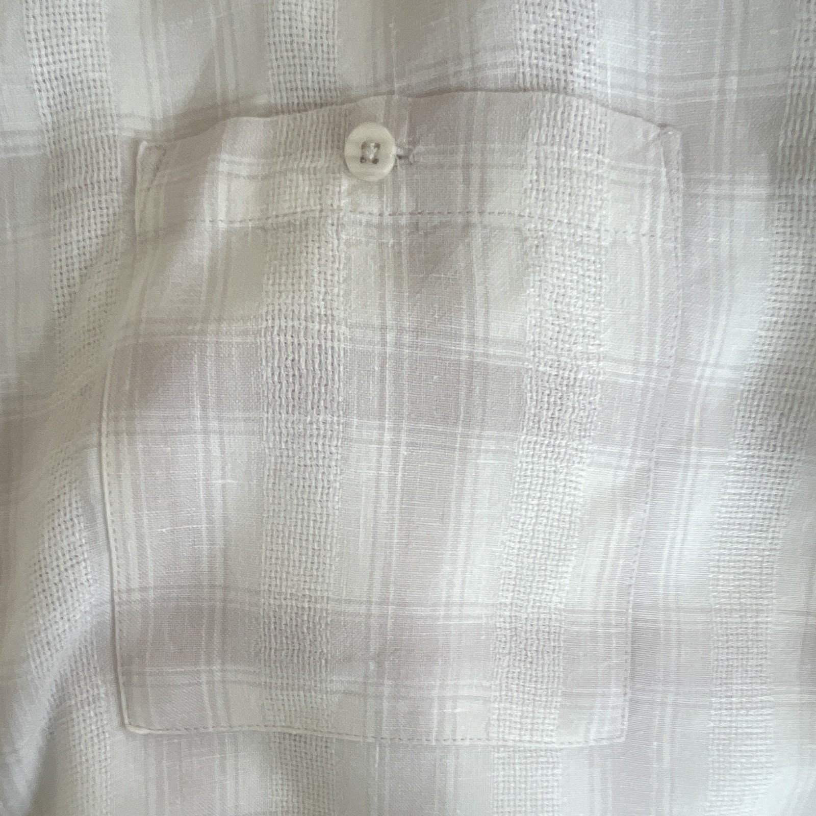 100% linen Bruno Men’s M Linen Short Sleeve Beige/White Plaid Button-Up Shirt