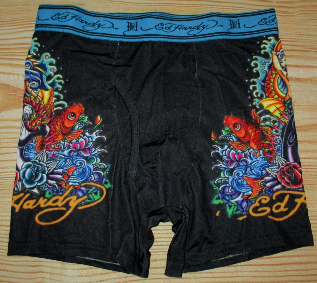 MENS ED HARDY BLACK PERFORMANCE BOXER BRIEF SIZE S (28/30)