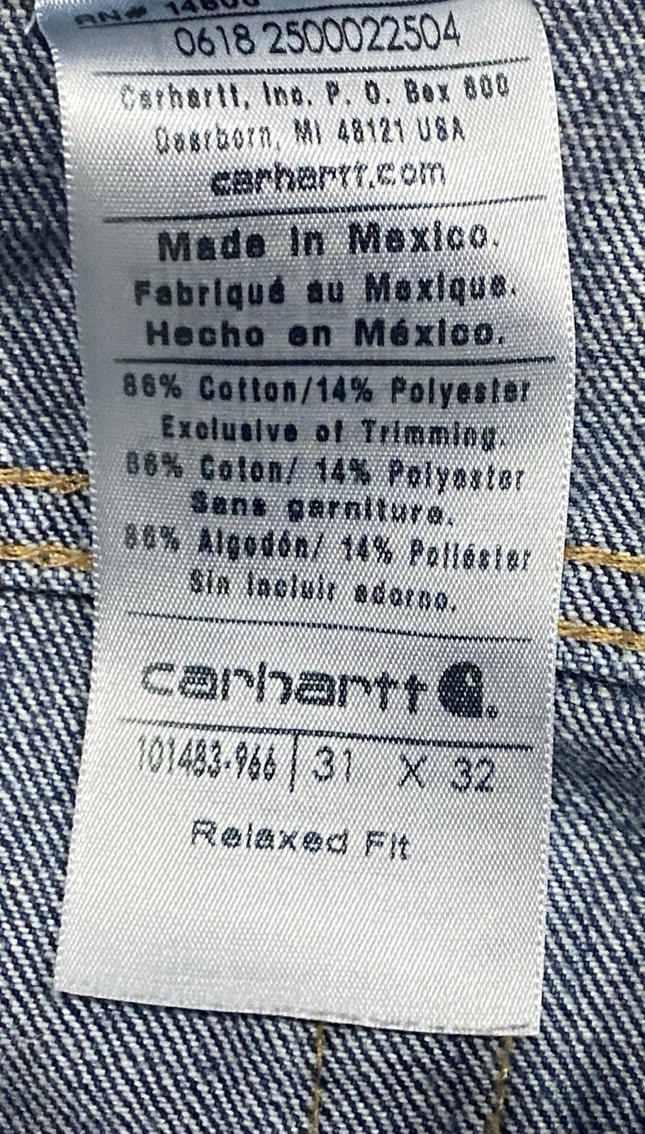 Carhartt Relaxed Fit Jeans Mens 31×32 Blue Denim Triple Stitch Workwear Pants