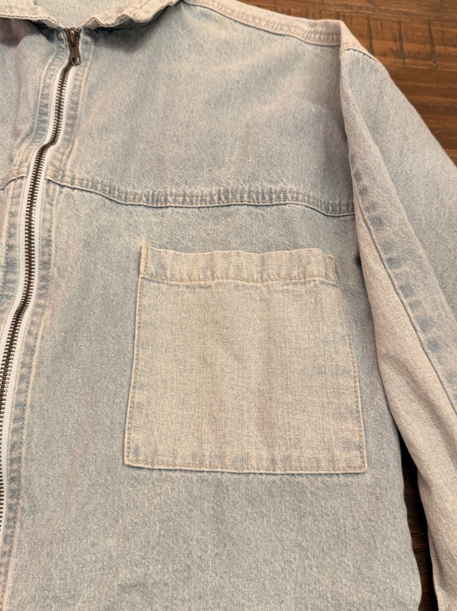 Pacifika Light Wash Denim Jacket Women’s XS Zip Up YKK Zip Front Pocket