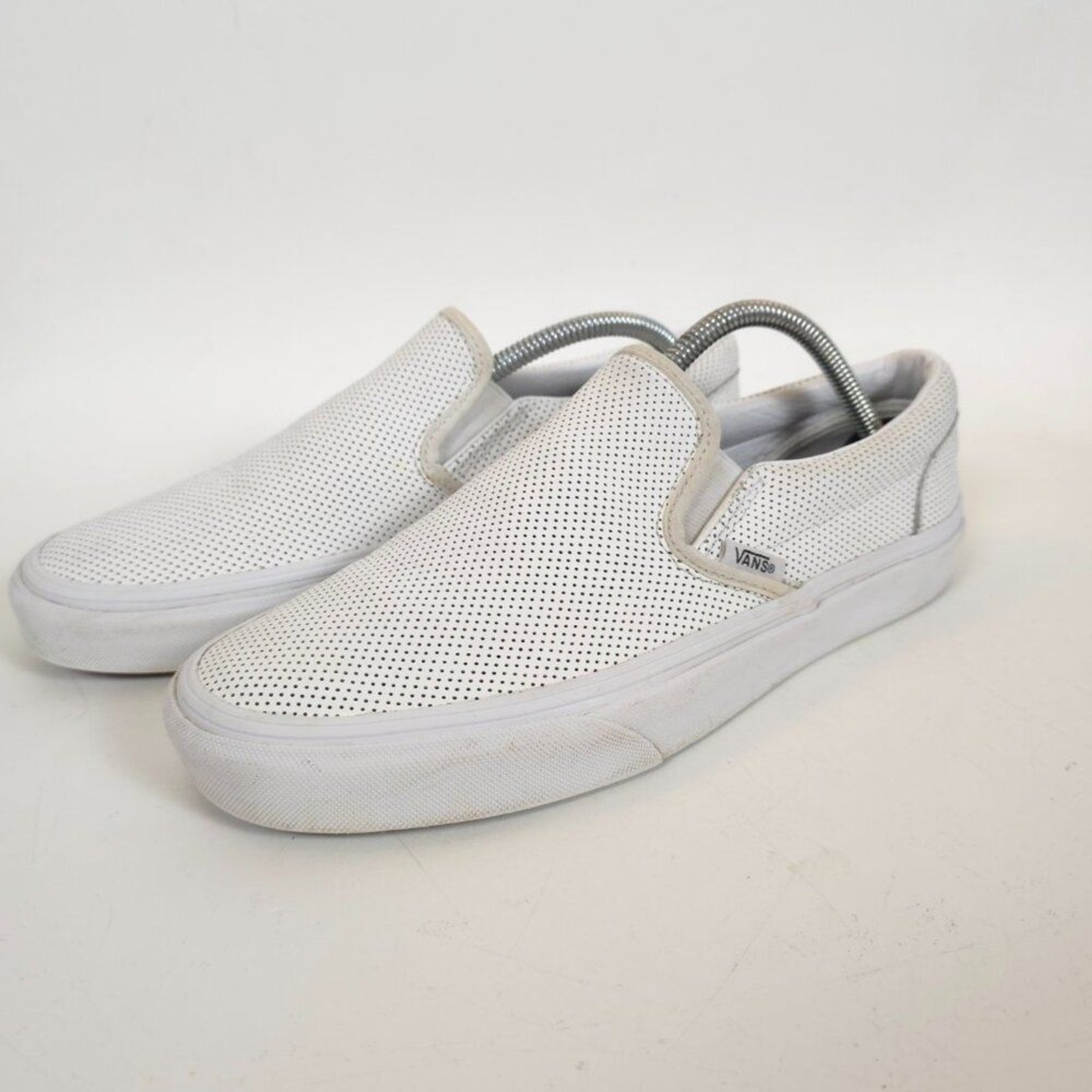 Vans Classic Slip-On Perforated White Leather Sneakers Unisex