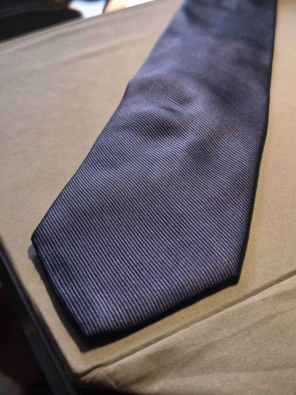 Brera (Milan) – Navy Blue Solid Color Silk Tie Made In Italy Texture Stripes