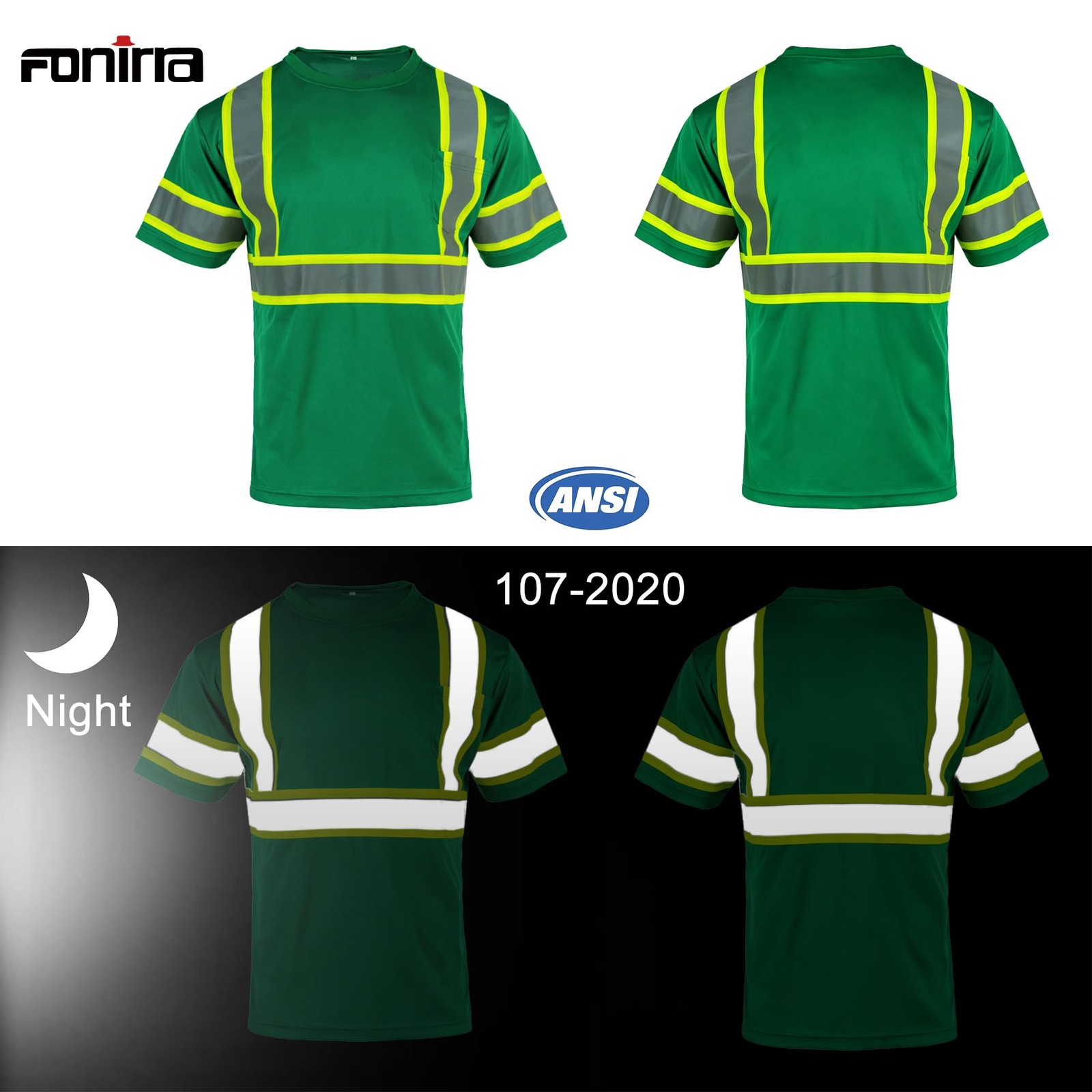 Hi Vis Shirts for Men Reflective ANSI Class 1 Short Sleeve High Visibility Sa…