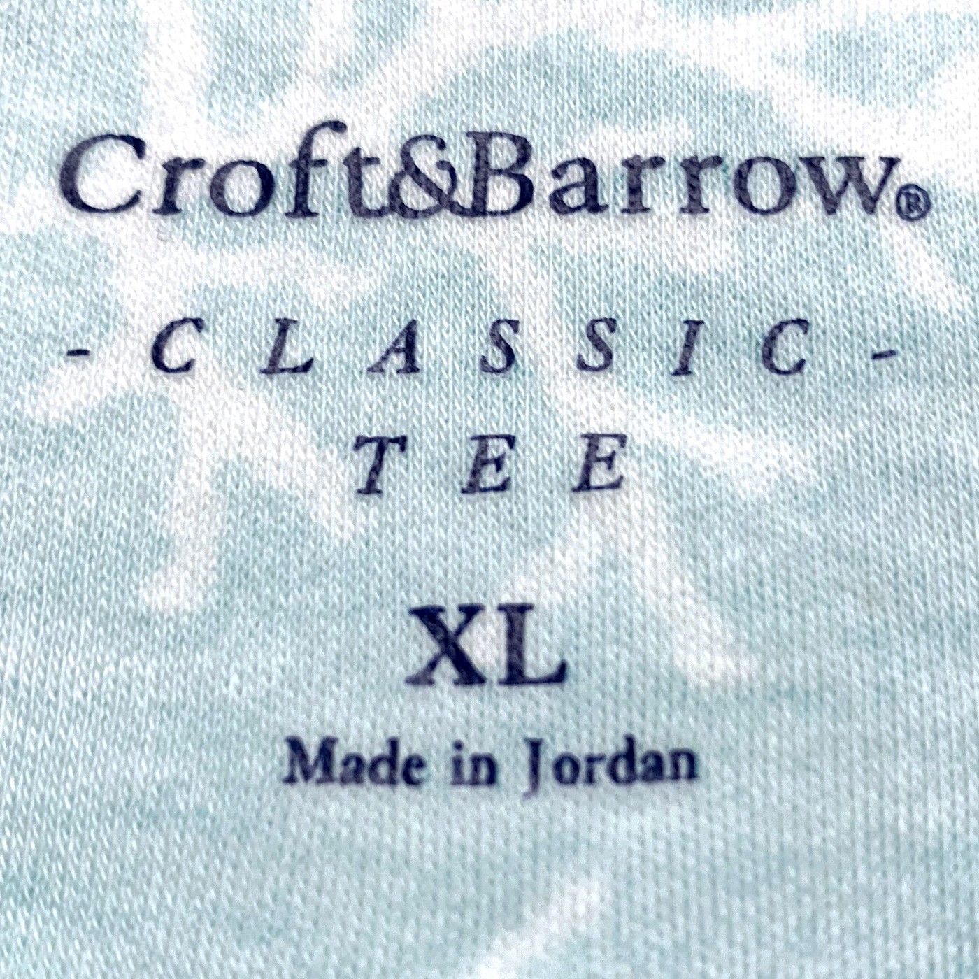 Croft & Barrow Classic Tee Turquoise and White Geometric Print T-Shirt size XL