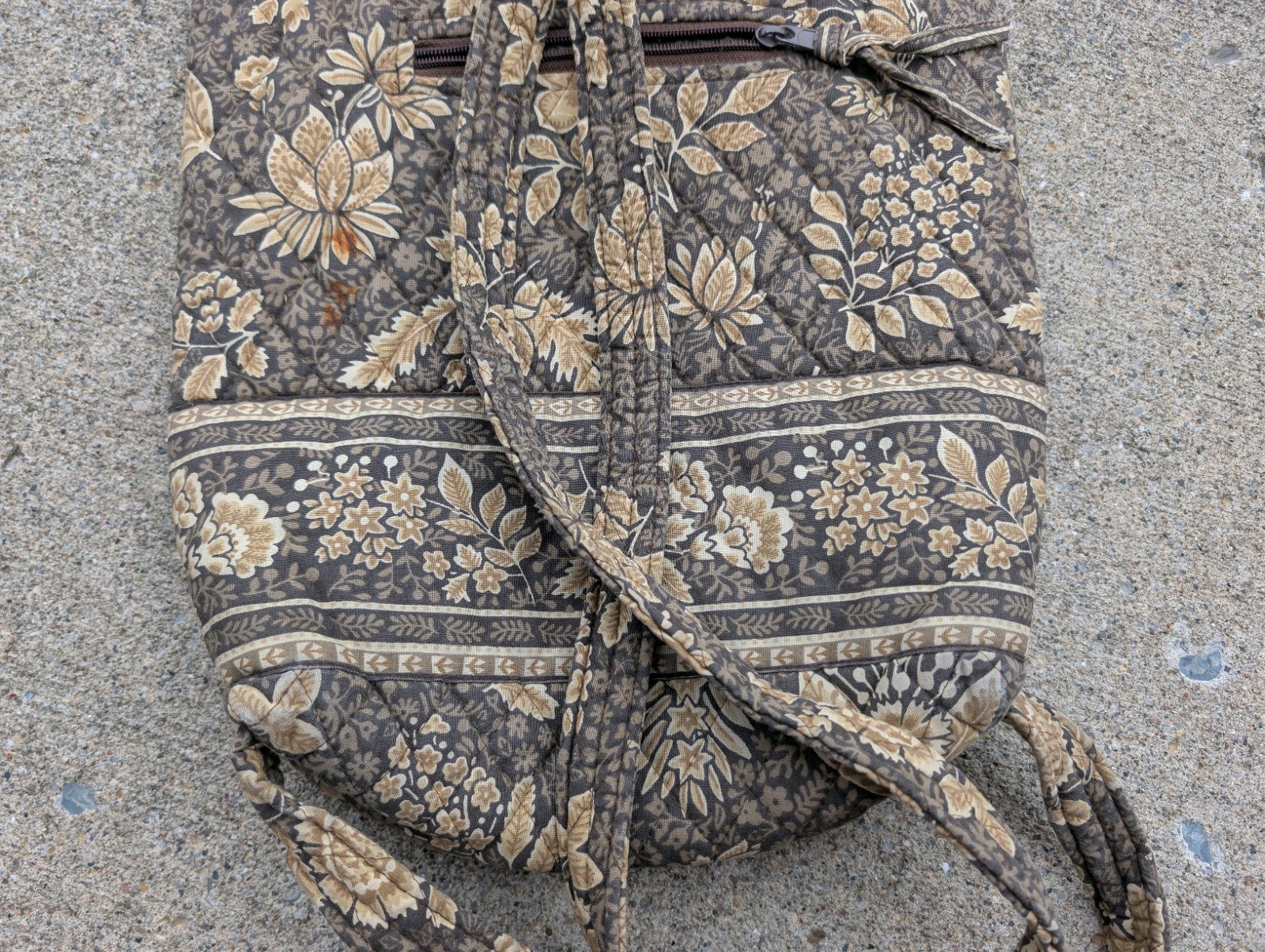 Vera Bradley Retired Rare Java Brown Mimi Style Backpack Lined Pencil Case