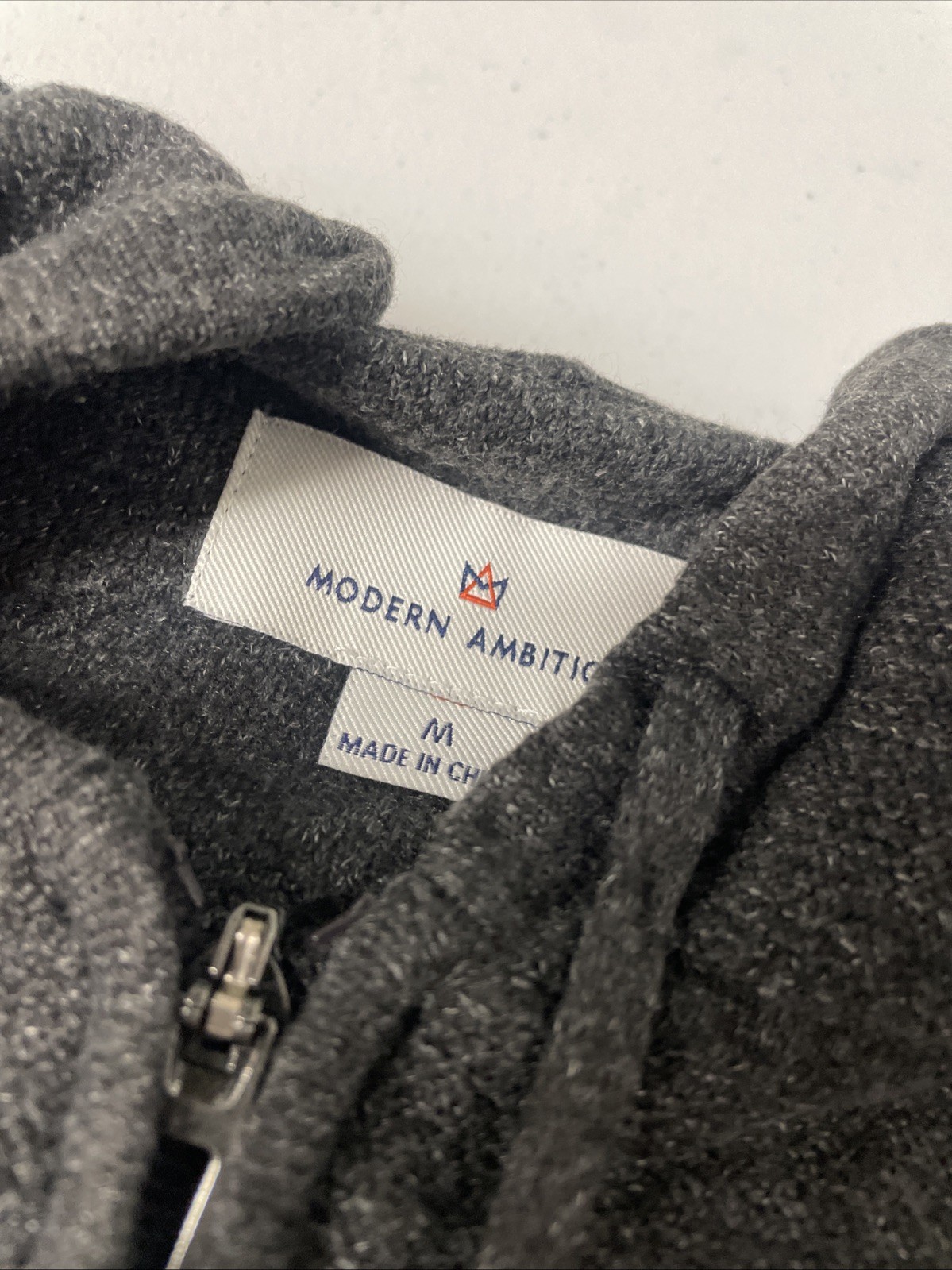 MODERN AMBITION Mens Full Zip Hooded Sweater Hoodie Jacket DARK GRAY MEDIUM