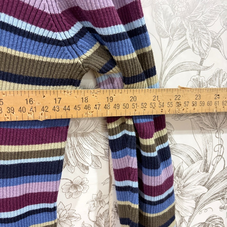 VTG Cherokee Sweater Sz XL Purple Brown Striped Turtleneck Ribbed Cotton 00s 90s