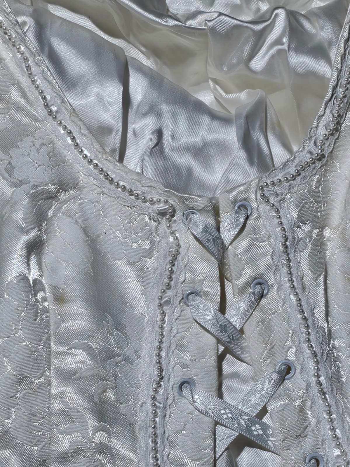 Handmade Wedding Gown / Ren-Faire Costume – White Brocade – 20 years in storage!