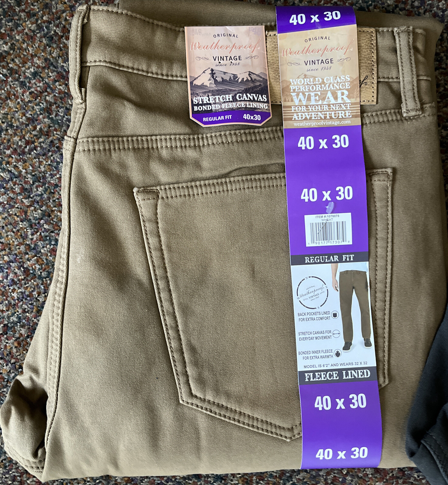 Weatherproof Vintage Fleece Lined Stretch Canvas MOON SHADOW & WHEAT VARIOUS