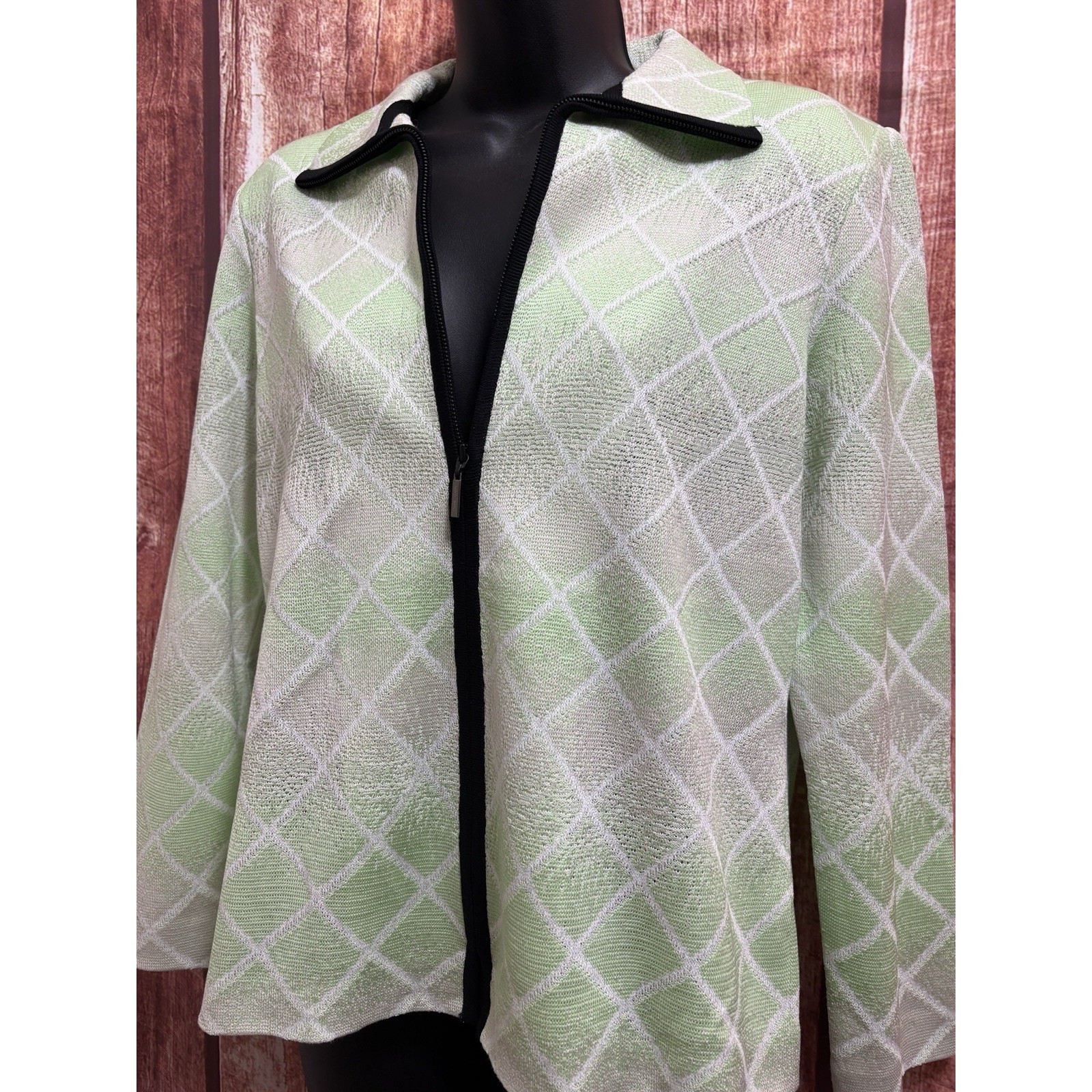 Ming Wang Career Jacket Womens S Blazer Geometric Mature Church Old Money New