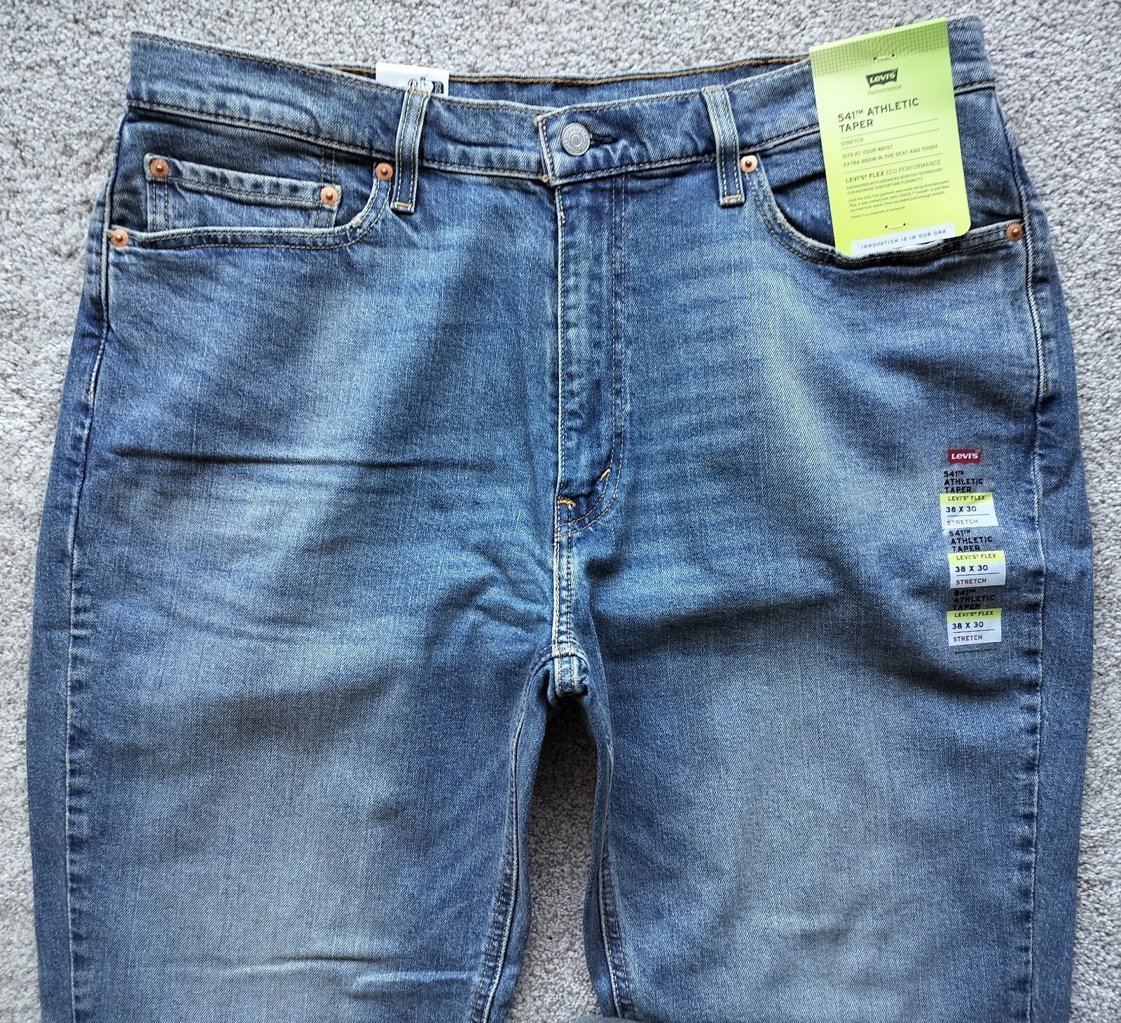 Levi’s Flex 541 Athletic Slightly Taper Men 38×30 Stretch Performance Jeans Blue