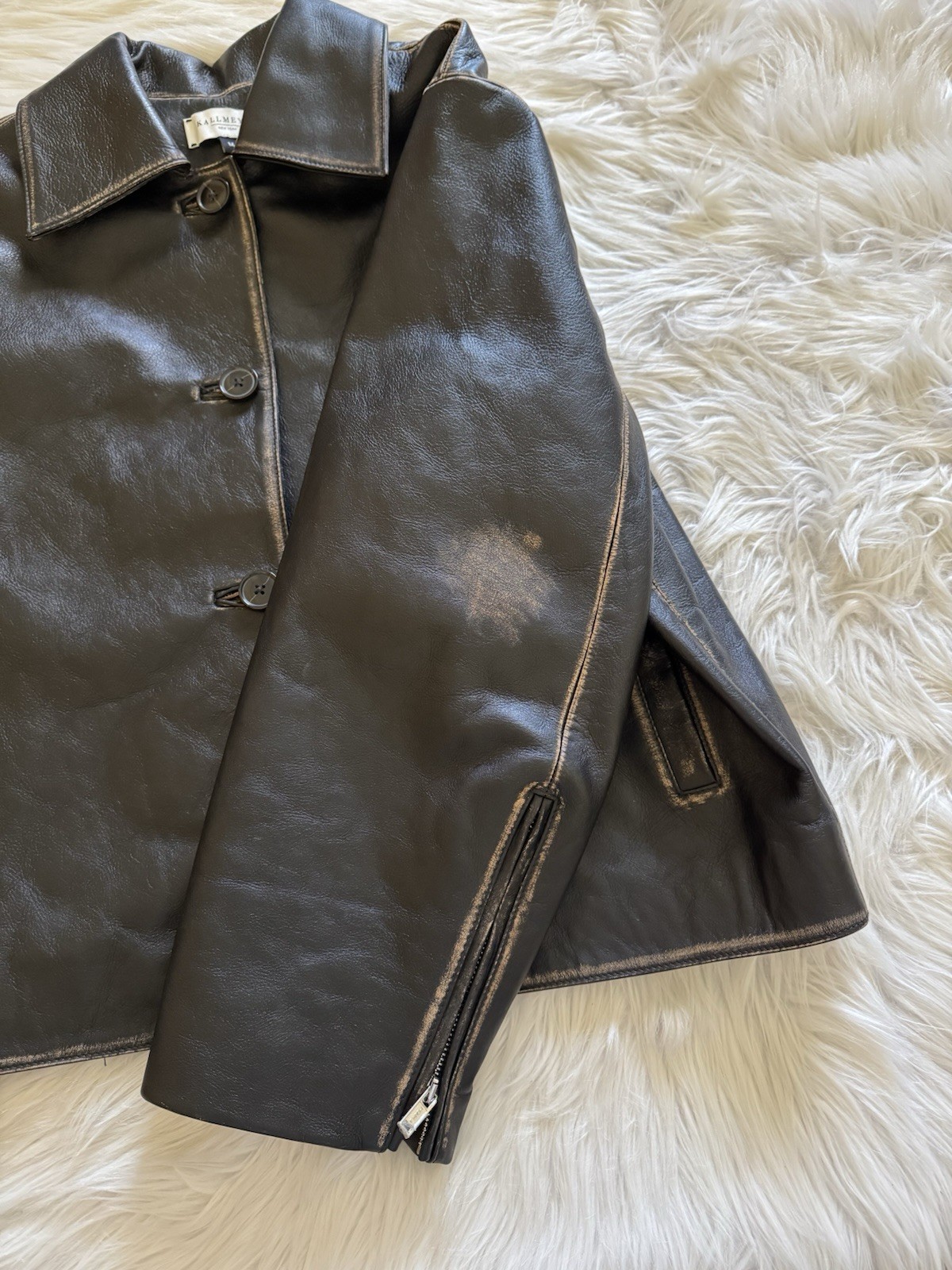 Kallmeyer Remi Cropped Jacket Leather Black Distressed Medium