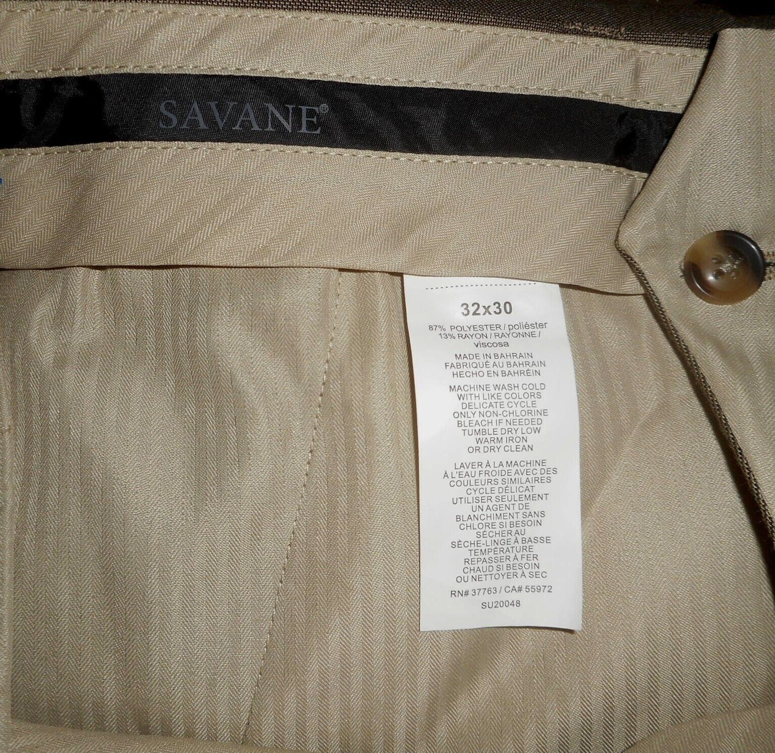 New Pants Savane Sharkskin Perm-Crease No-Fade No-Iron Taupe MSRP-$72.00 32X30