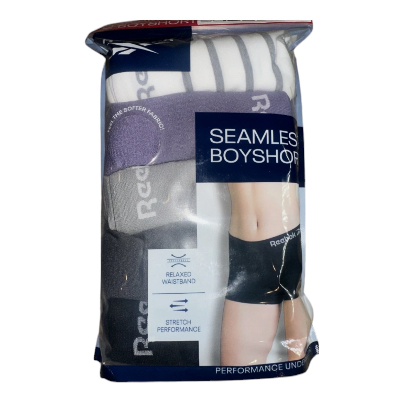 NEW Women’s Reebok 5 Pack Seamless Boyshorts White Purple Black Underwear L / XL