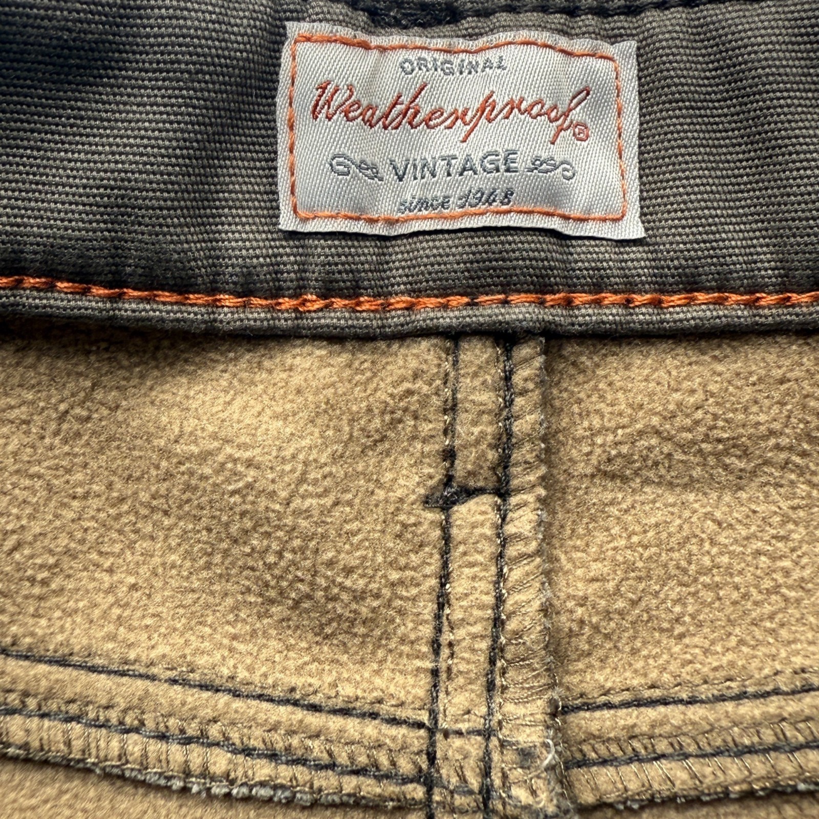 Weatherproof Vintage Mens Regular Fit Stretch Canvas Fleece-Lined Pants 38×29