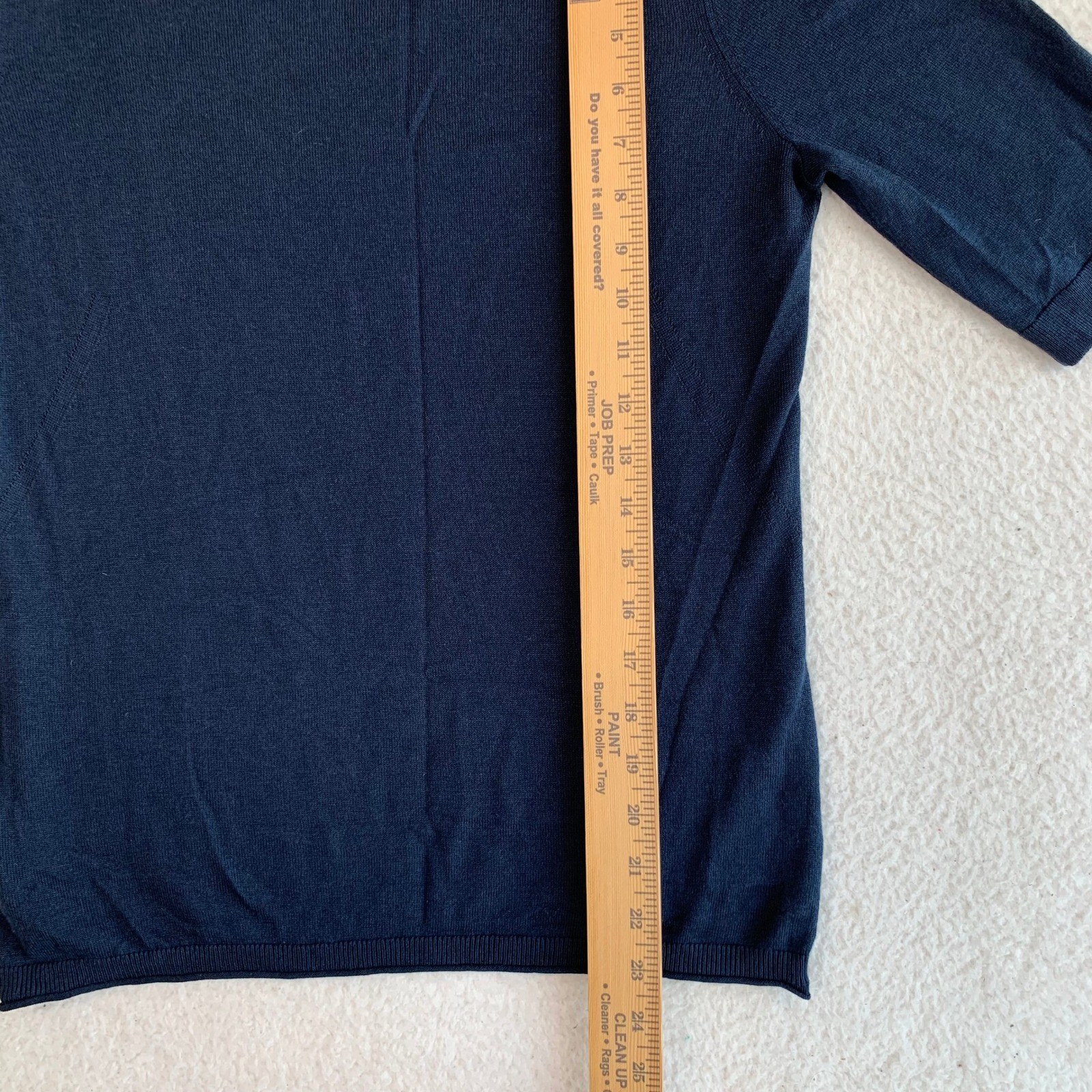 Banana Republic Silk Cashmere Sweater Size S Short Sleeve Navy Blue Crew Neck
