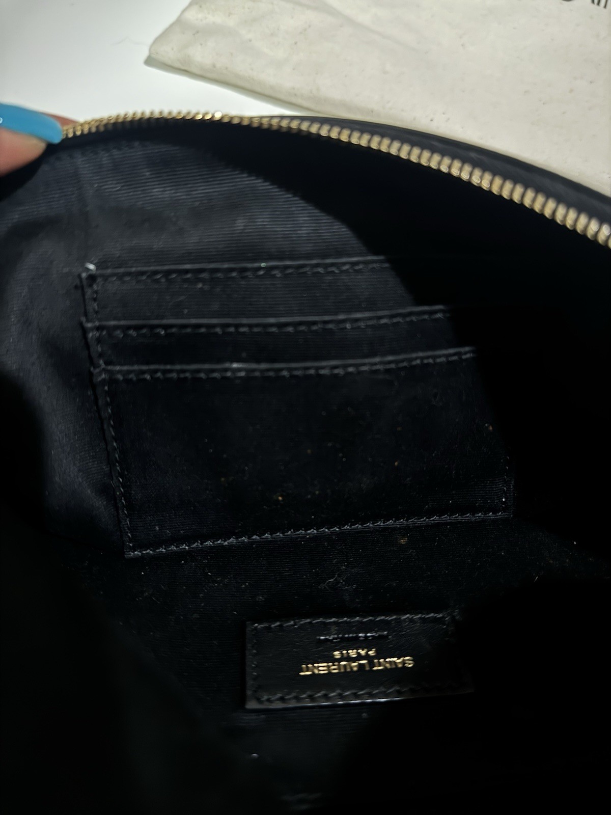 Saint Laurent YSL Cassandre Black Grained Leather Belt Bag Gold Hardware Box