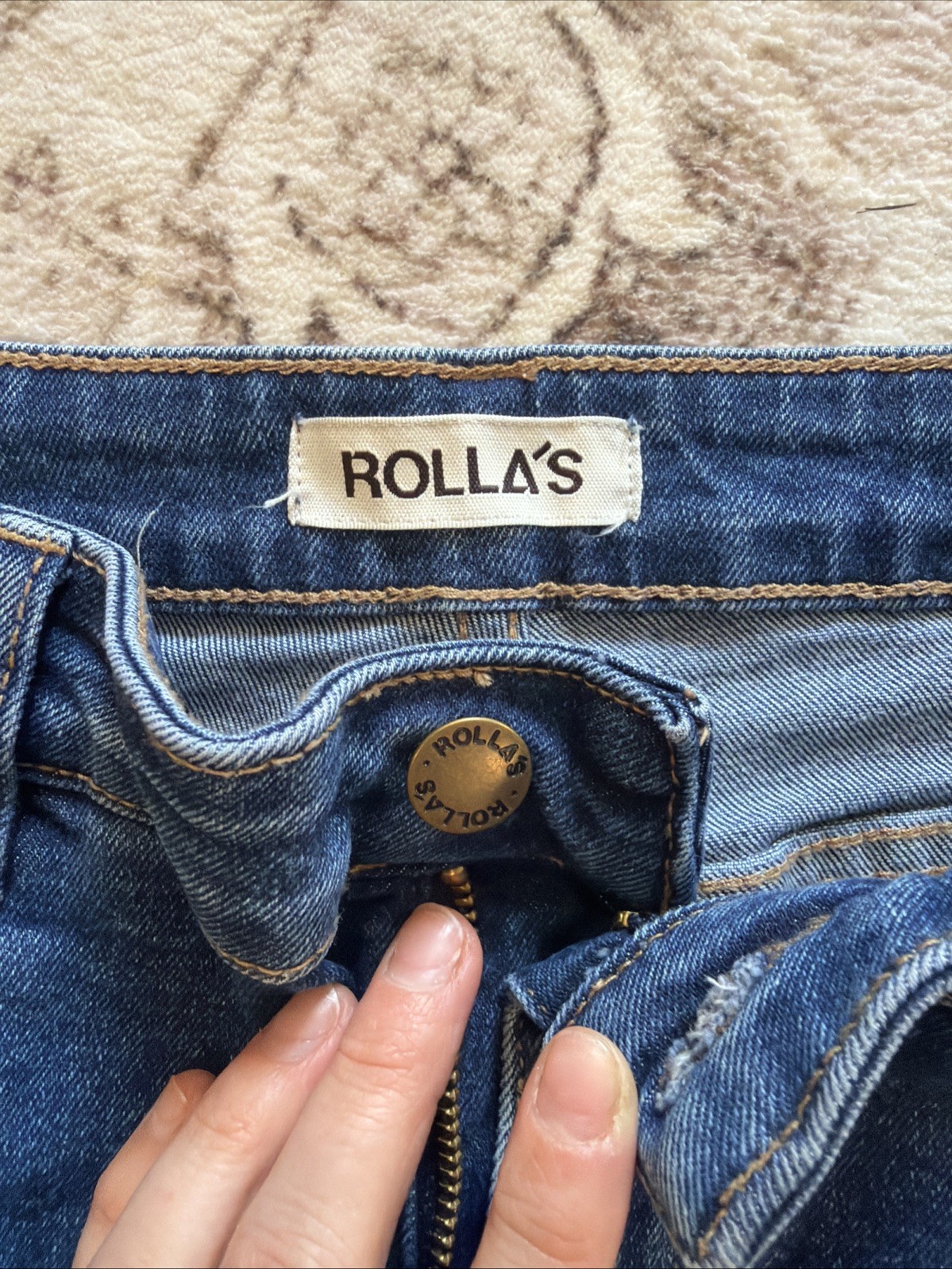 Rollas Women’s Eastcoast Flare Jeans High Rise, Dark Wash, Stretch, 27″