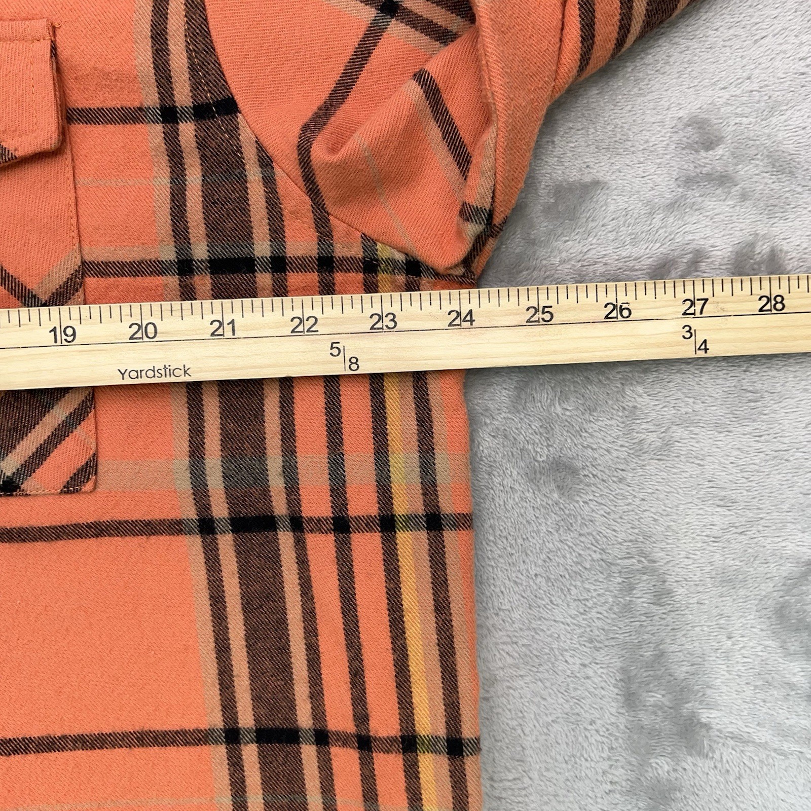 TROLL CO Men’s XL Flannel Shirt Orange Plaid Pearl Snap Street Workwear Utility