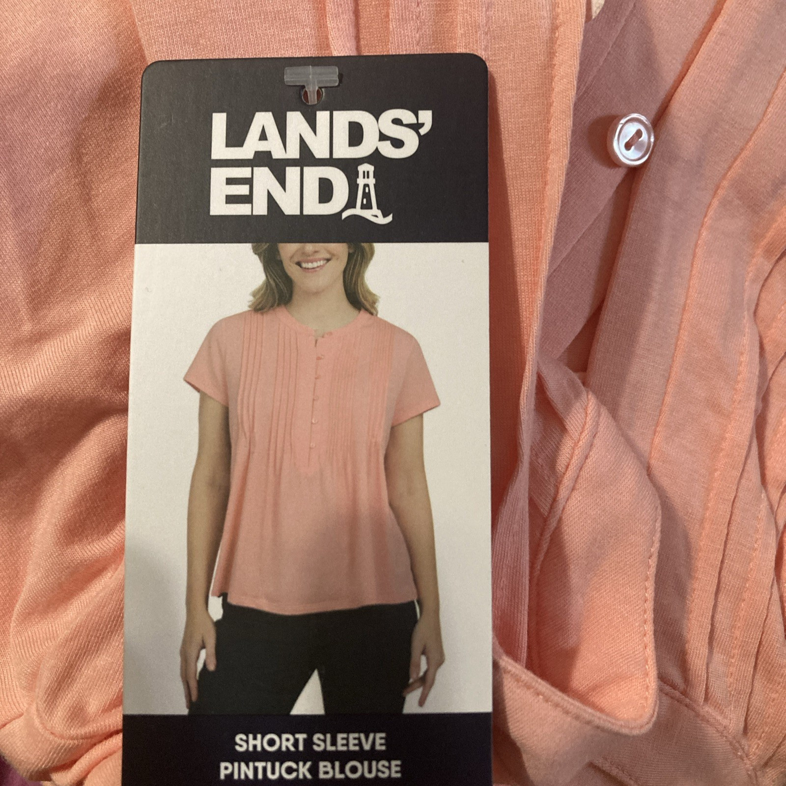 Lands’ End Women’s Short Sleeve Pintuck Blouse