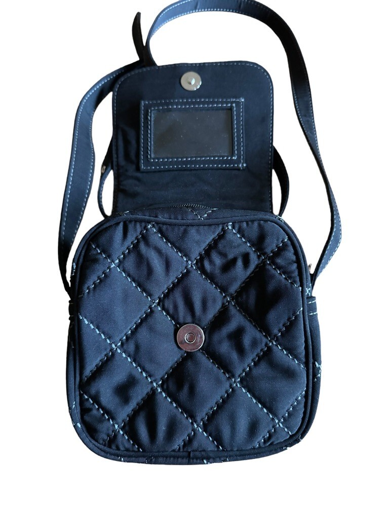 Vera Bradley Mini Hipster RFID Messenger Bag Black Quilt Crossbody ID Card Slots