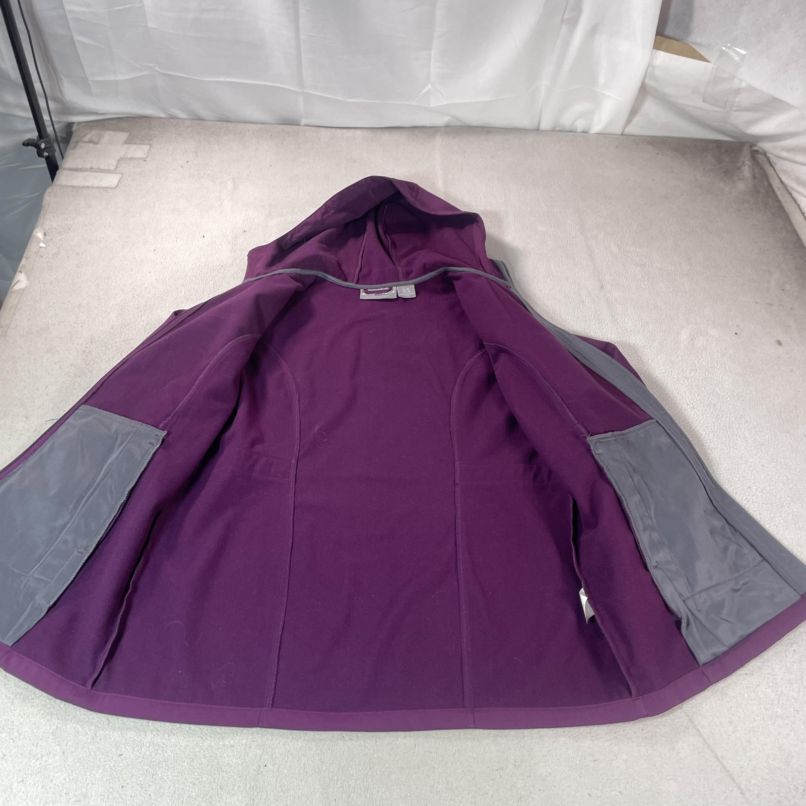 FreeTech Coat Womens XL Purple Softshell Hooded Mid Length Parka Outdoor Hike