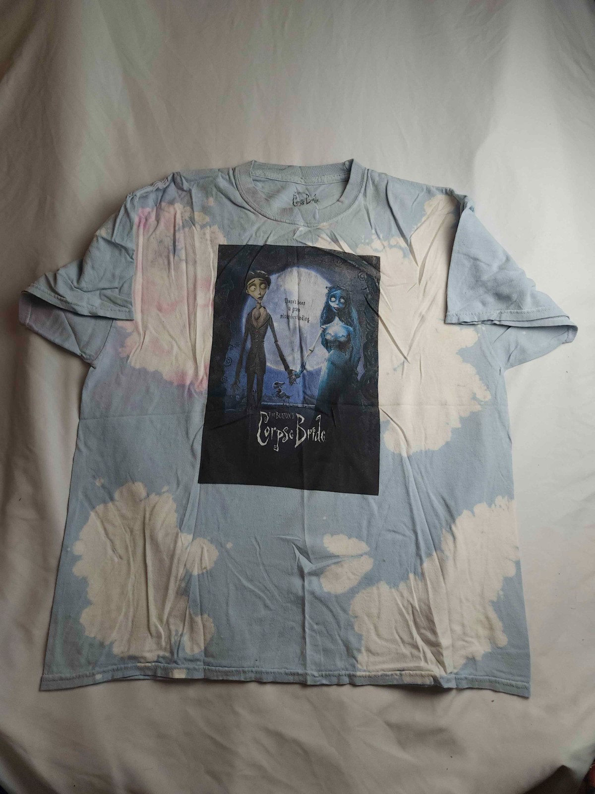 Jack Burton’s The Corpse Bride T-Shirt Mens Size XL Blue Bleach Dye Victor Emily