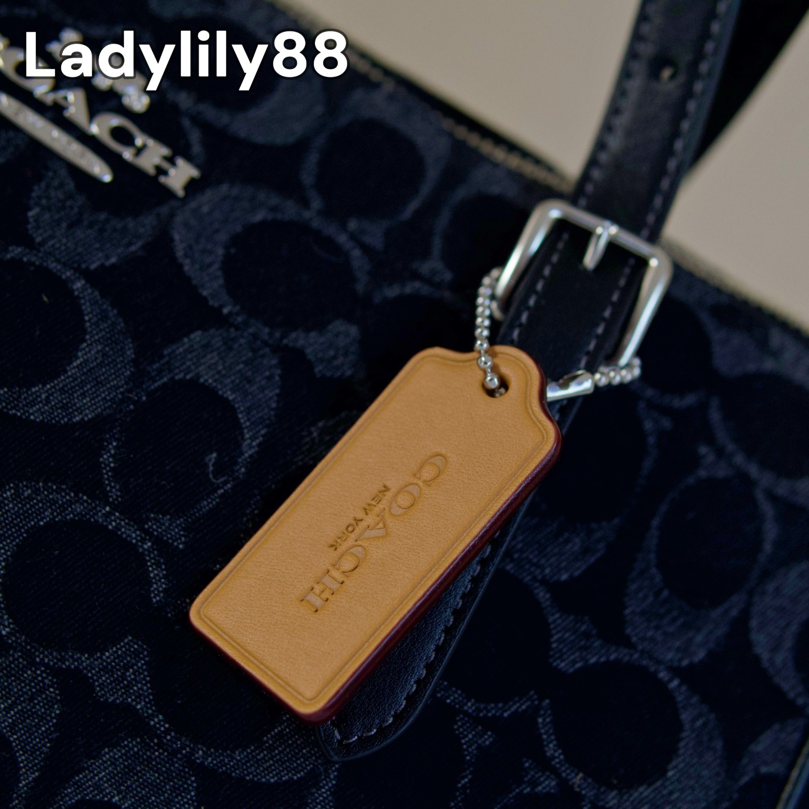 NWT Coach CDB92 Asher Shoulder Bag Signature Denim Vachetta Smooth Leather $350