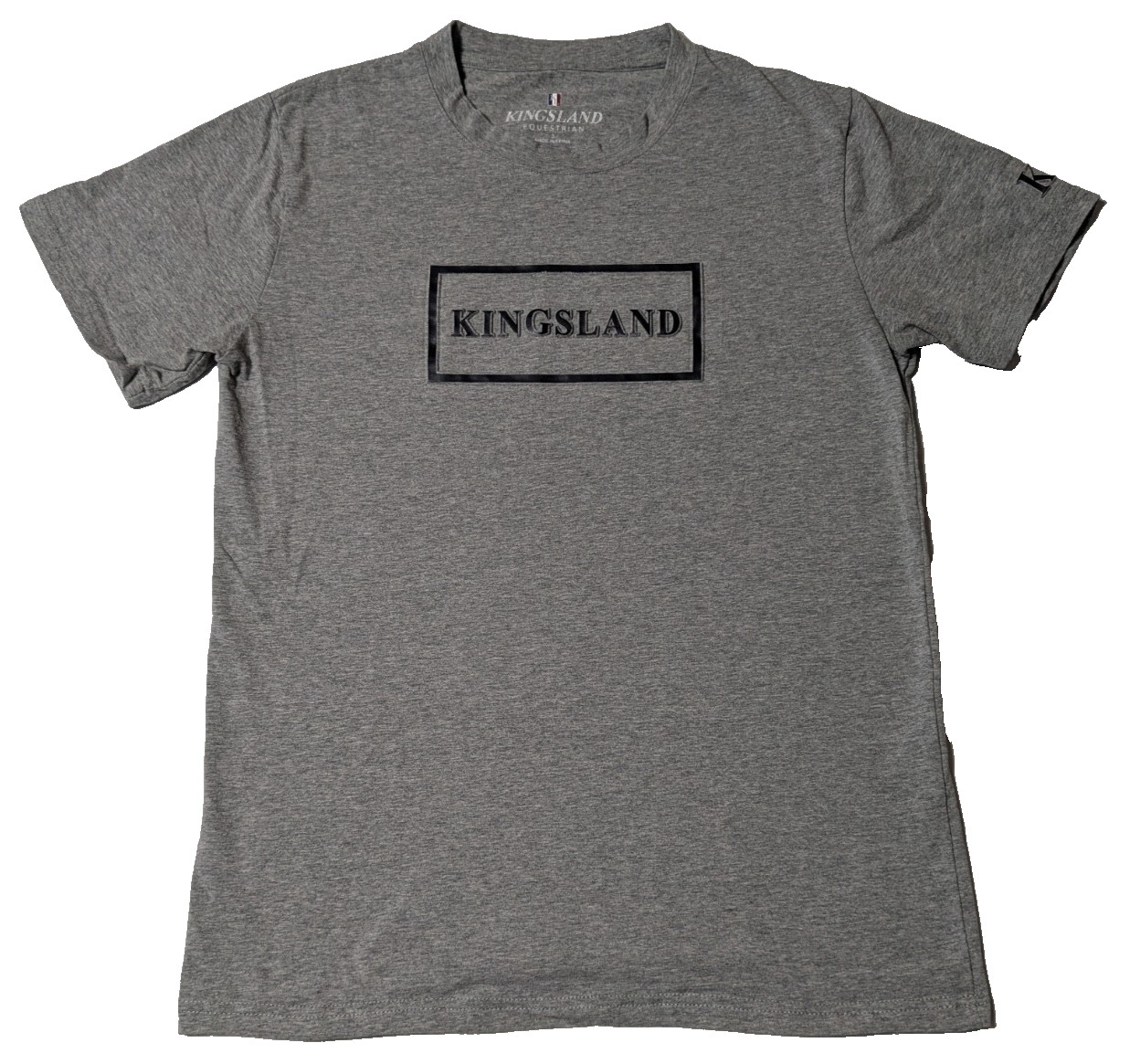 KINGSLAND ESQUESTRIAN Men Small Gray Stretch Blend Logo T-Shirt