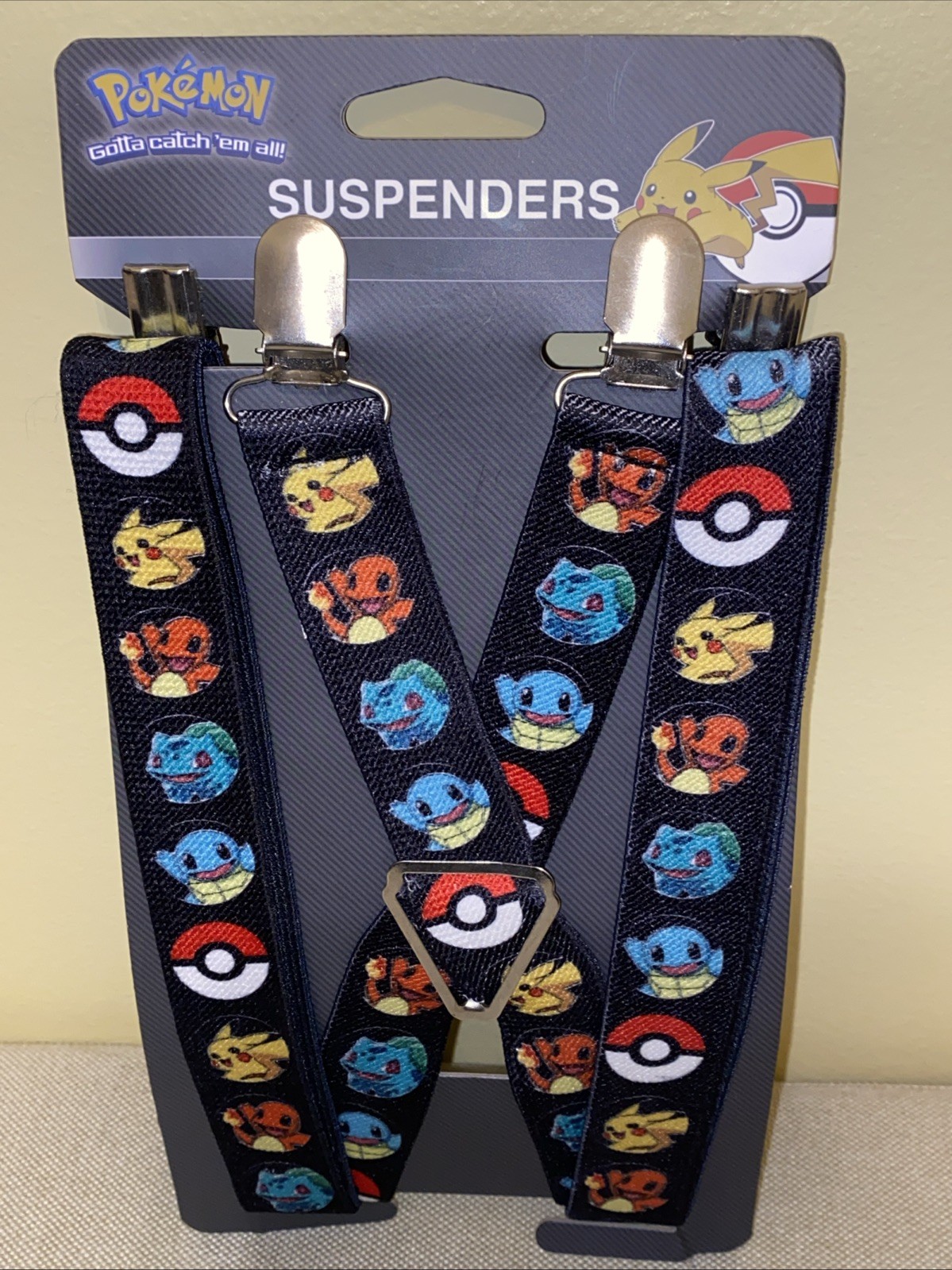 New Pokémon Buckle-Down Suspenders Pikachu Charmander Squirtle ONE SIZE Gamer