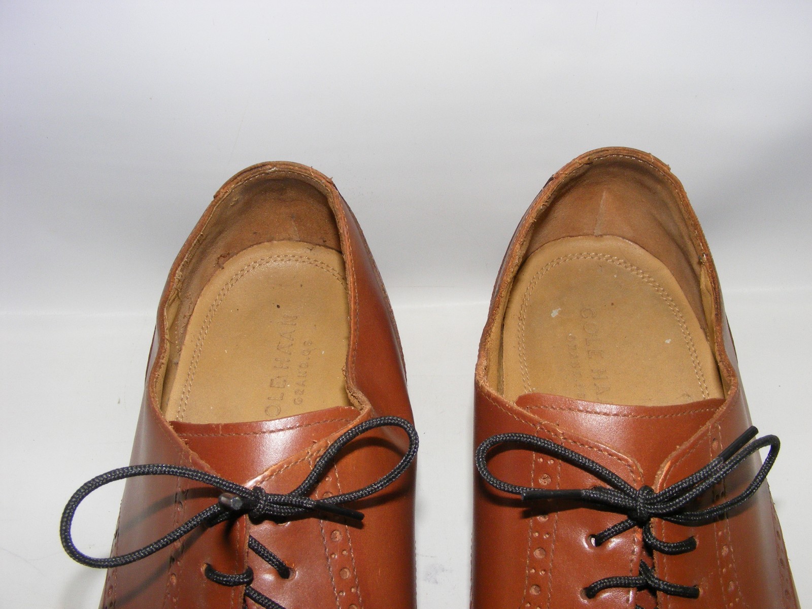 Cole Haan Mens Casual Dress Shoes Cognac Brown Leather Wingtip Oxford Size 13M