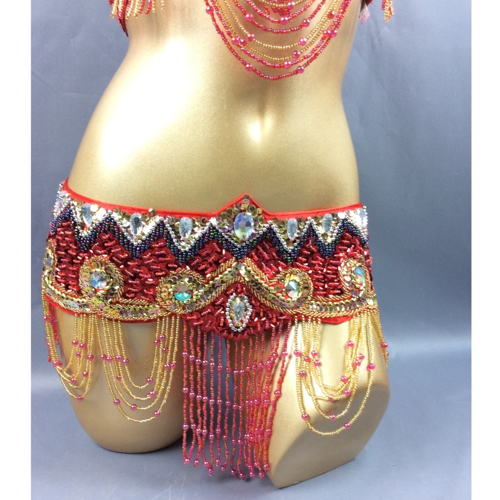 Beaded Samba RAVE EDC Party Carnival Belly Dance Costume Bra Belt 13 Colors