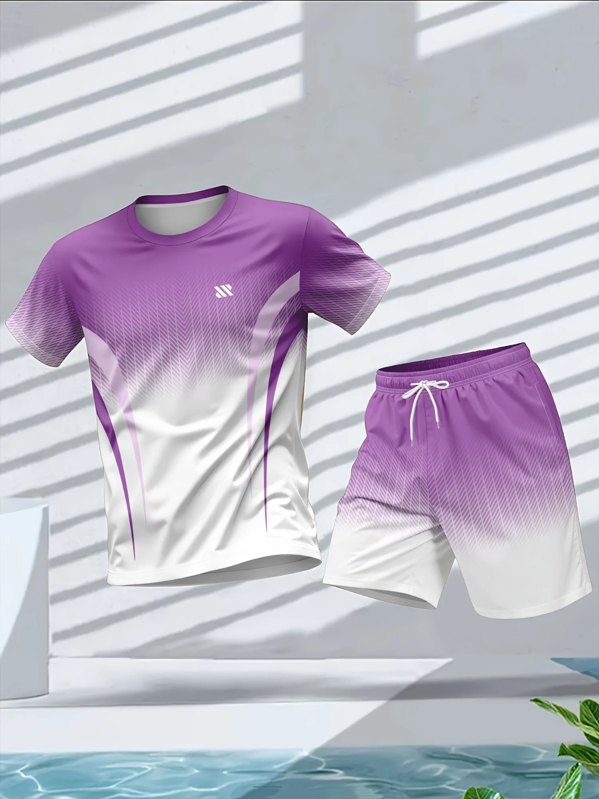 Men’s Summer Sports Set Short Sleeve T-Shirt & Shorts 2-Piece Outfit Casual Stre