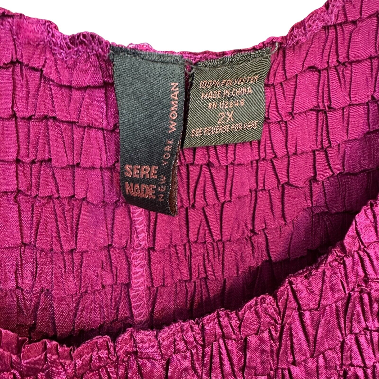 Raspberry lightweight stretchy crinkle tank top shirt by Sere Nade sz 2X